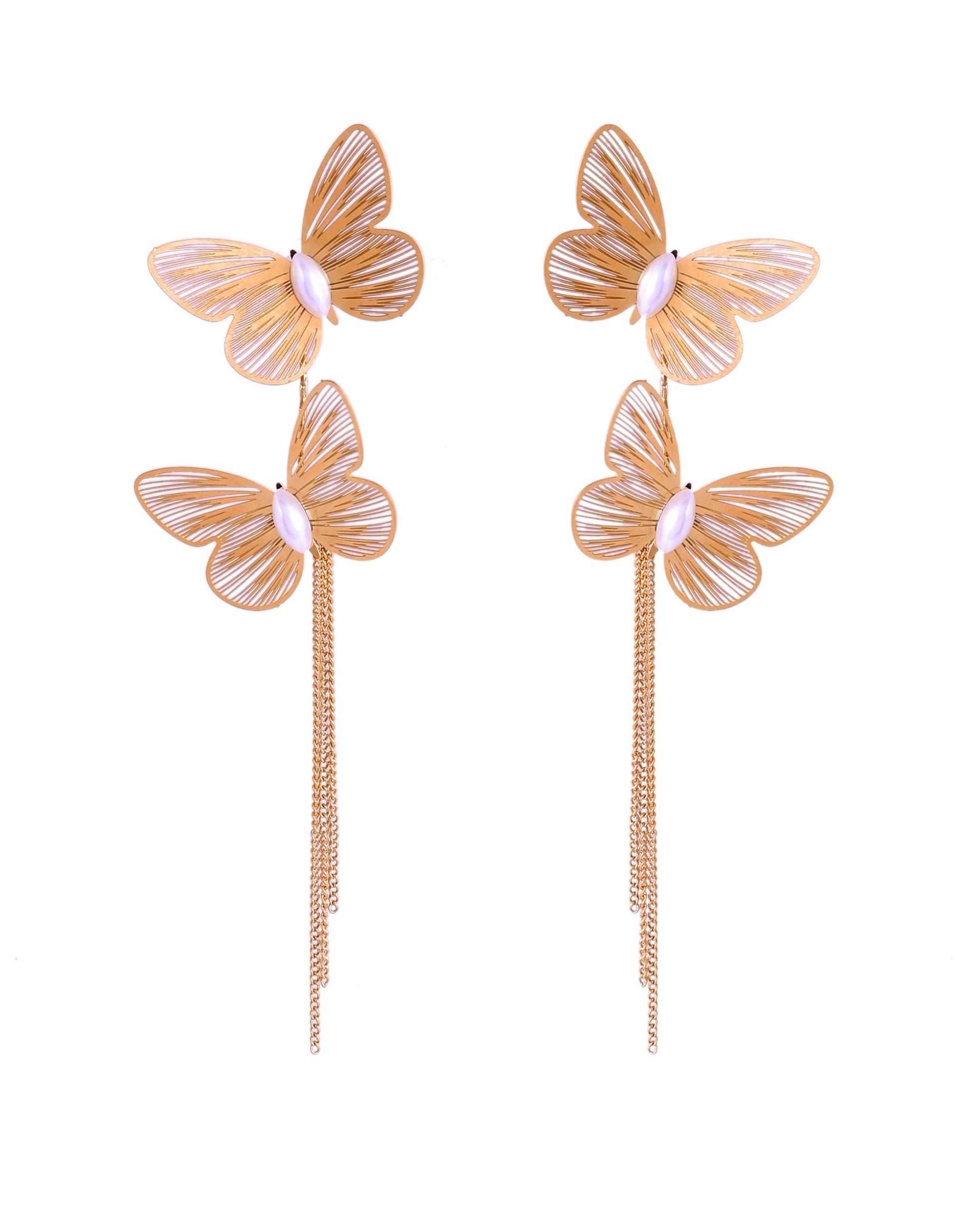 VOJ Gold Toned Butterfly Designed Studs Earrings  Grab2Buy VOJ Grab2Buy