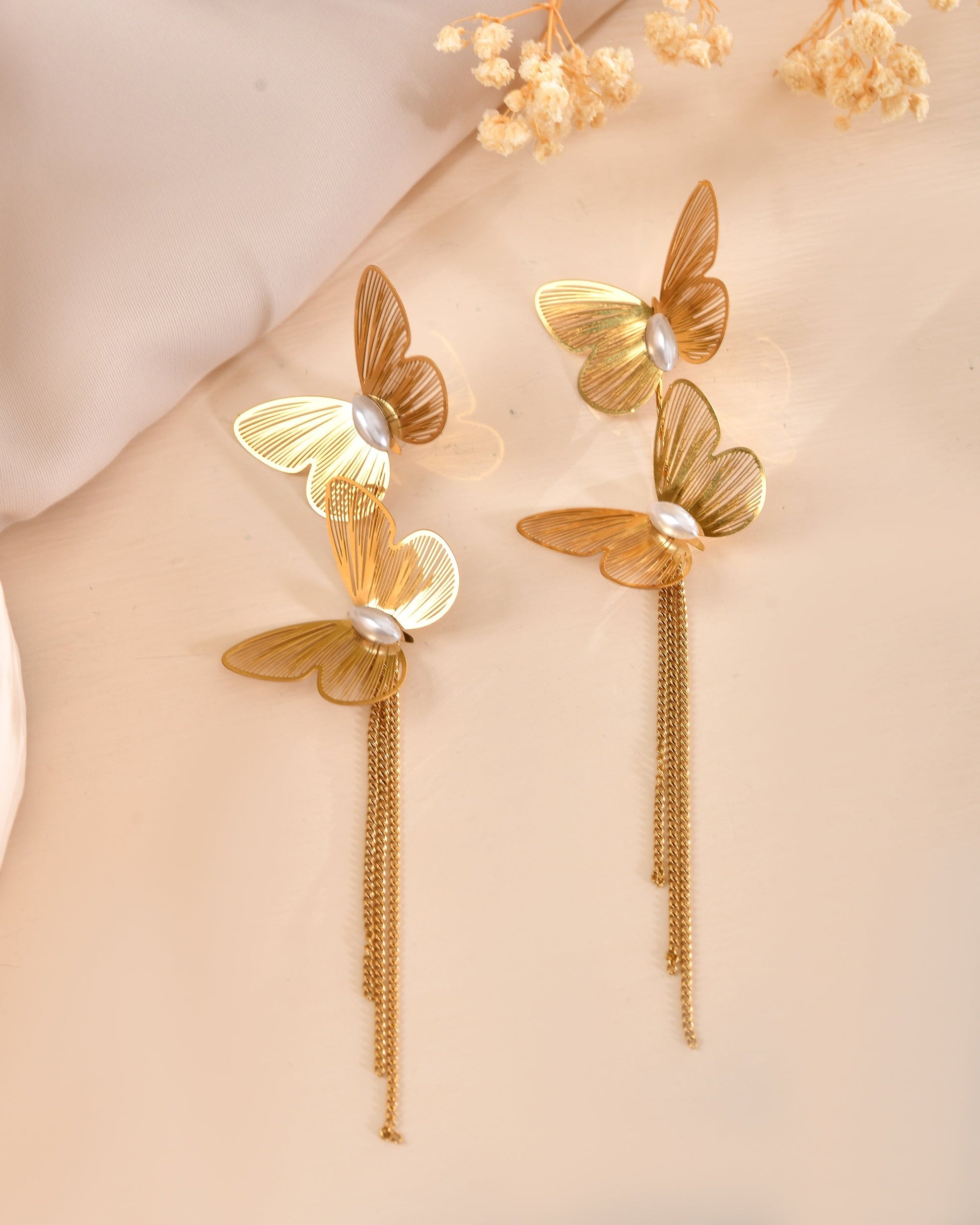 VOJ Gold Toned Butterfly Designed Studs Earrings  Grab2Buy VOJ Grab2Buy