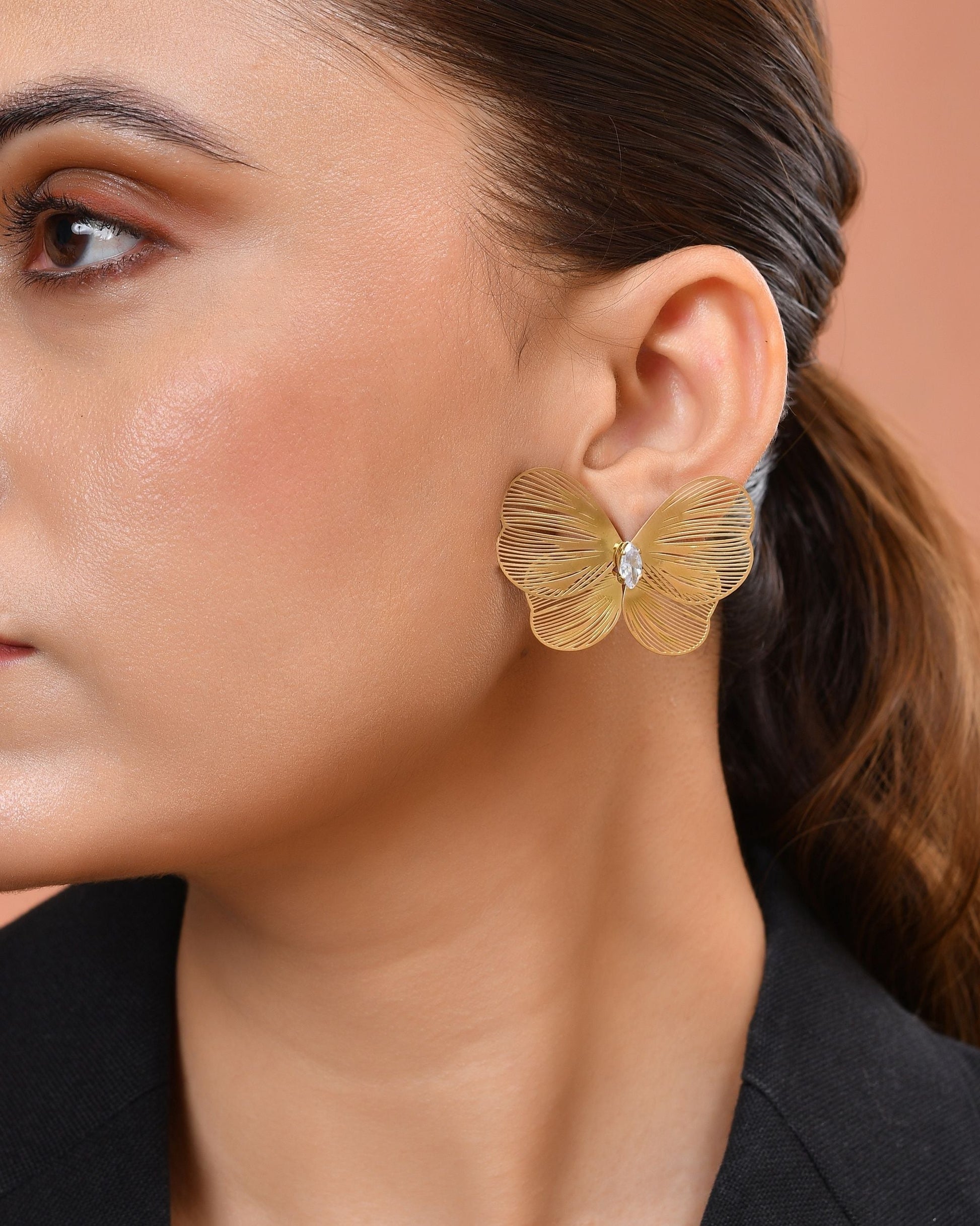VOJ Gold Plated Butterfly Shaped Studs Earrings  Grab2Buy VOJ Grab2Buy