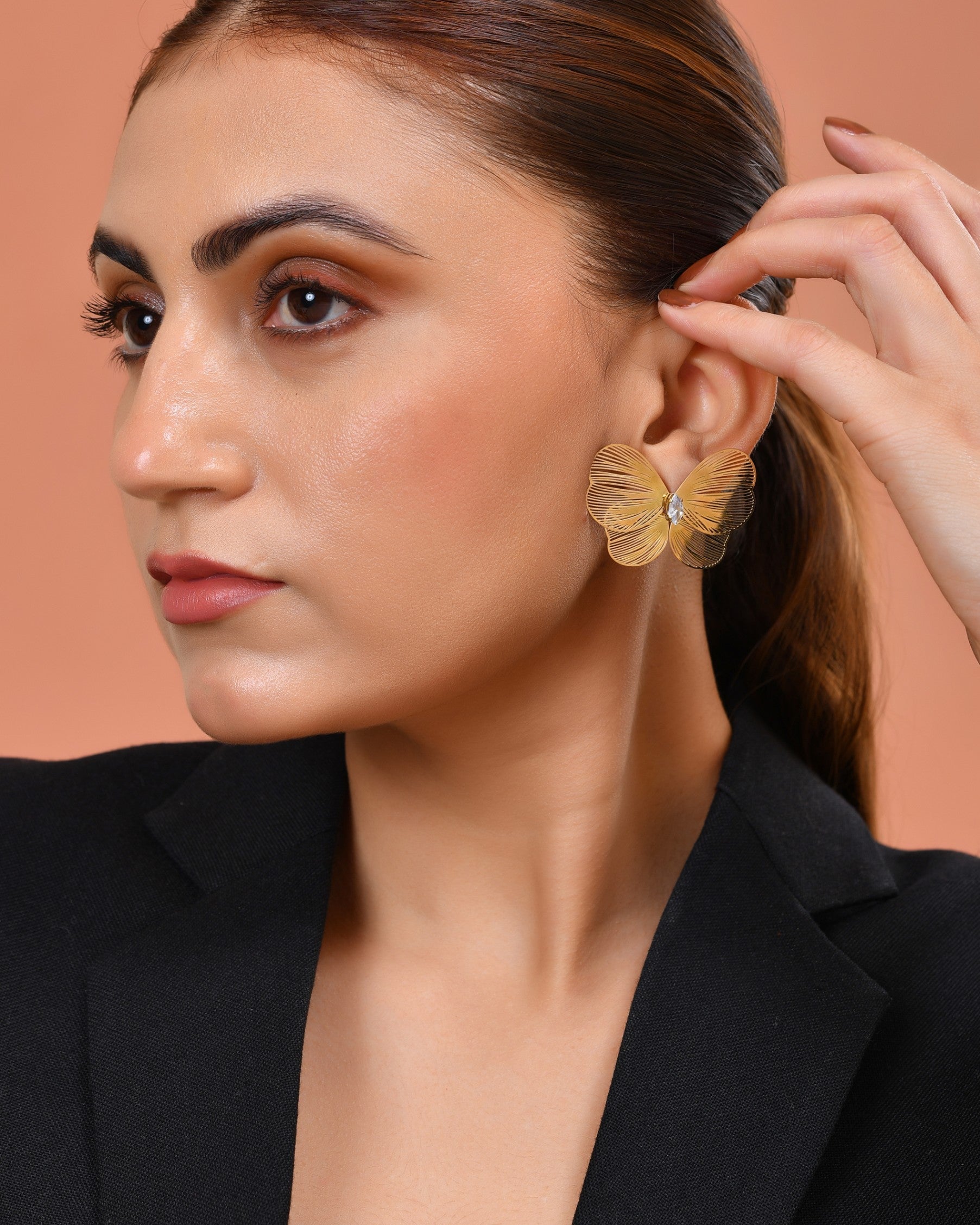 VOJ Gold Plated Butterfly Shaped Studs Earrings  Grab2Buy VOJ Grab2Buy