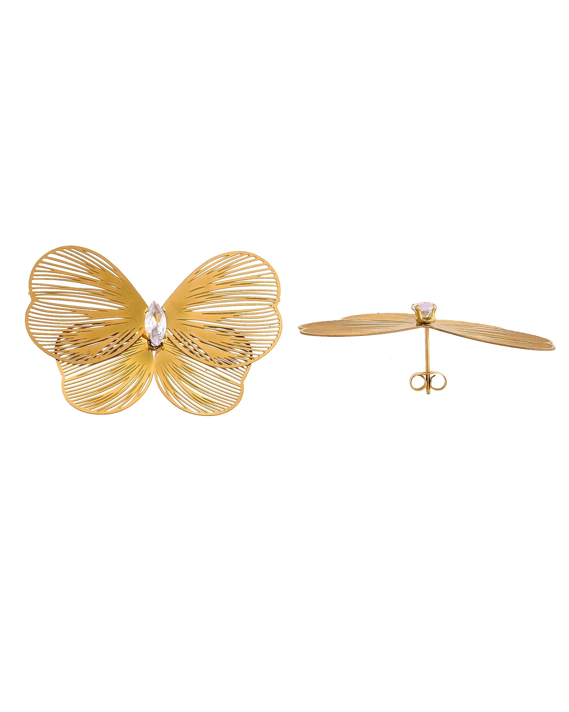 VOJ Gold Plated Butterfly Shaped Studs Earrings  Grab2Buy VOJ Grab2Buy