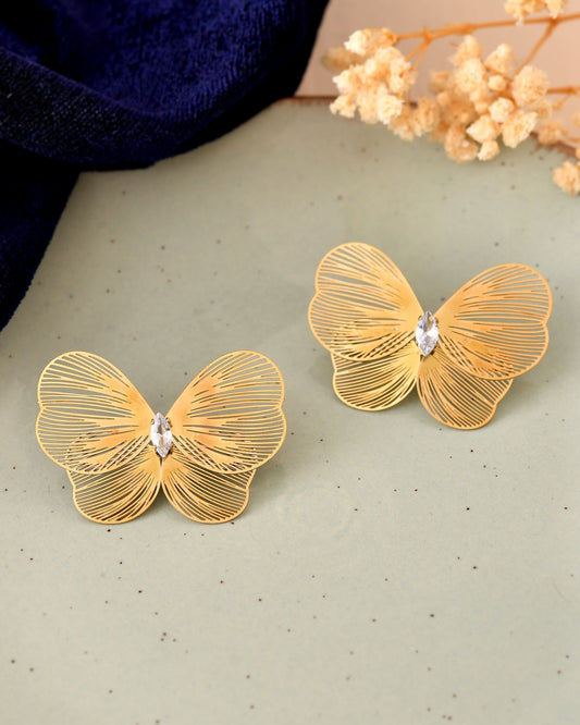 VOJ Gold Plated Butterfly Shaped Studs Earrings  Grab2Buy VOJ Grab2Buy