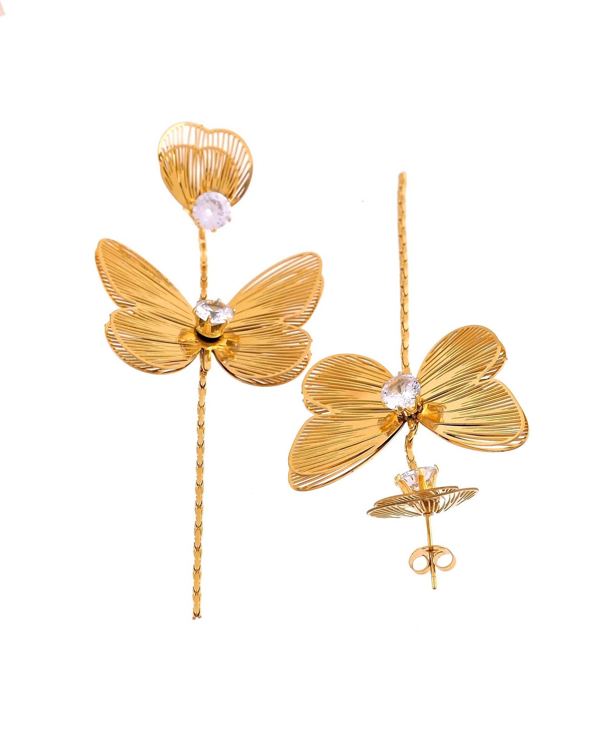 VOJ Gold Toned Single Butterfly Design With Tassel Studs Earrings  Grab2Buy VOJ Grab2Buy