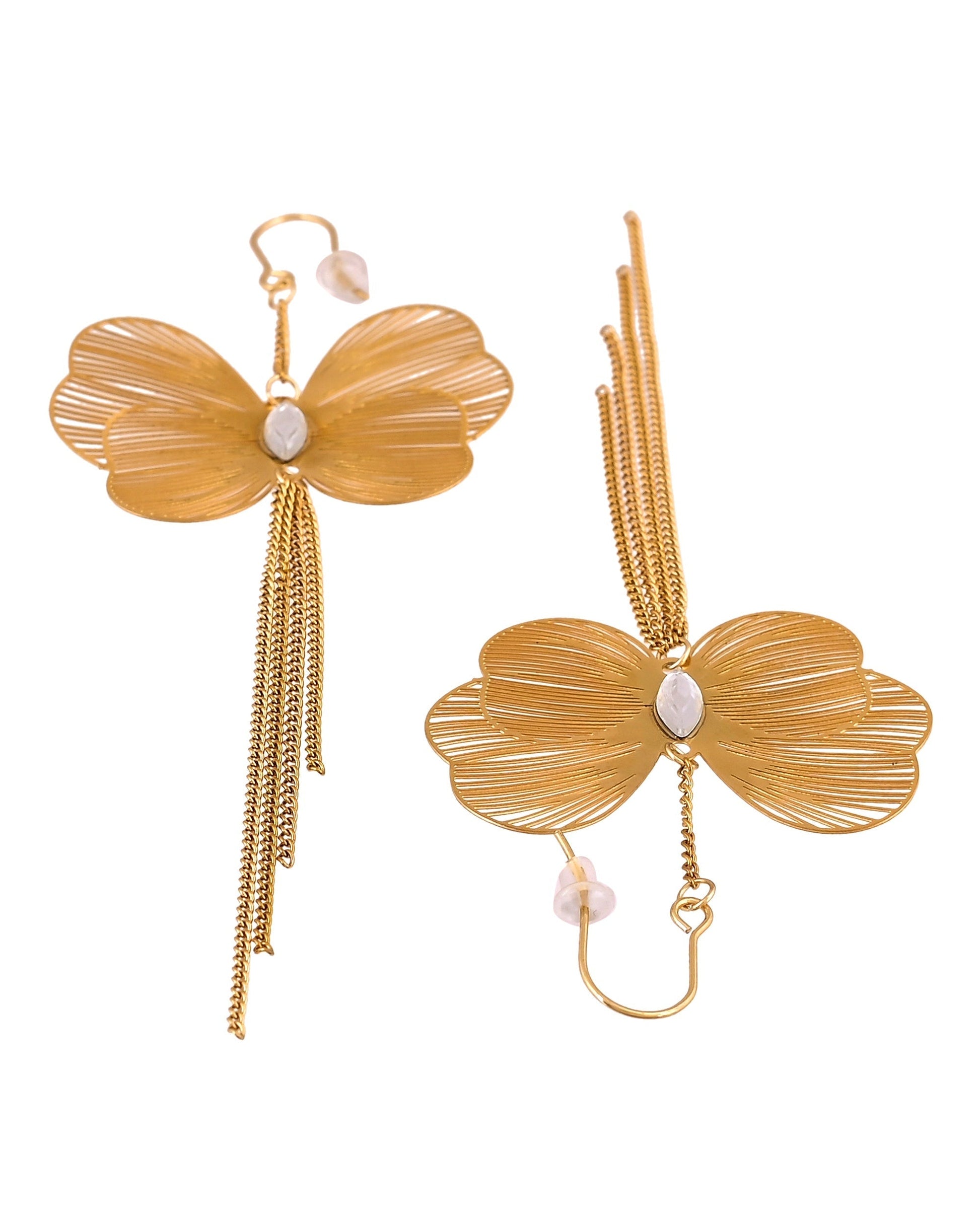 VOJ Gold Toned Single Butterfly Design With Tassel Drop Earrings  Grab2Buy VOJ Grab2Buy