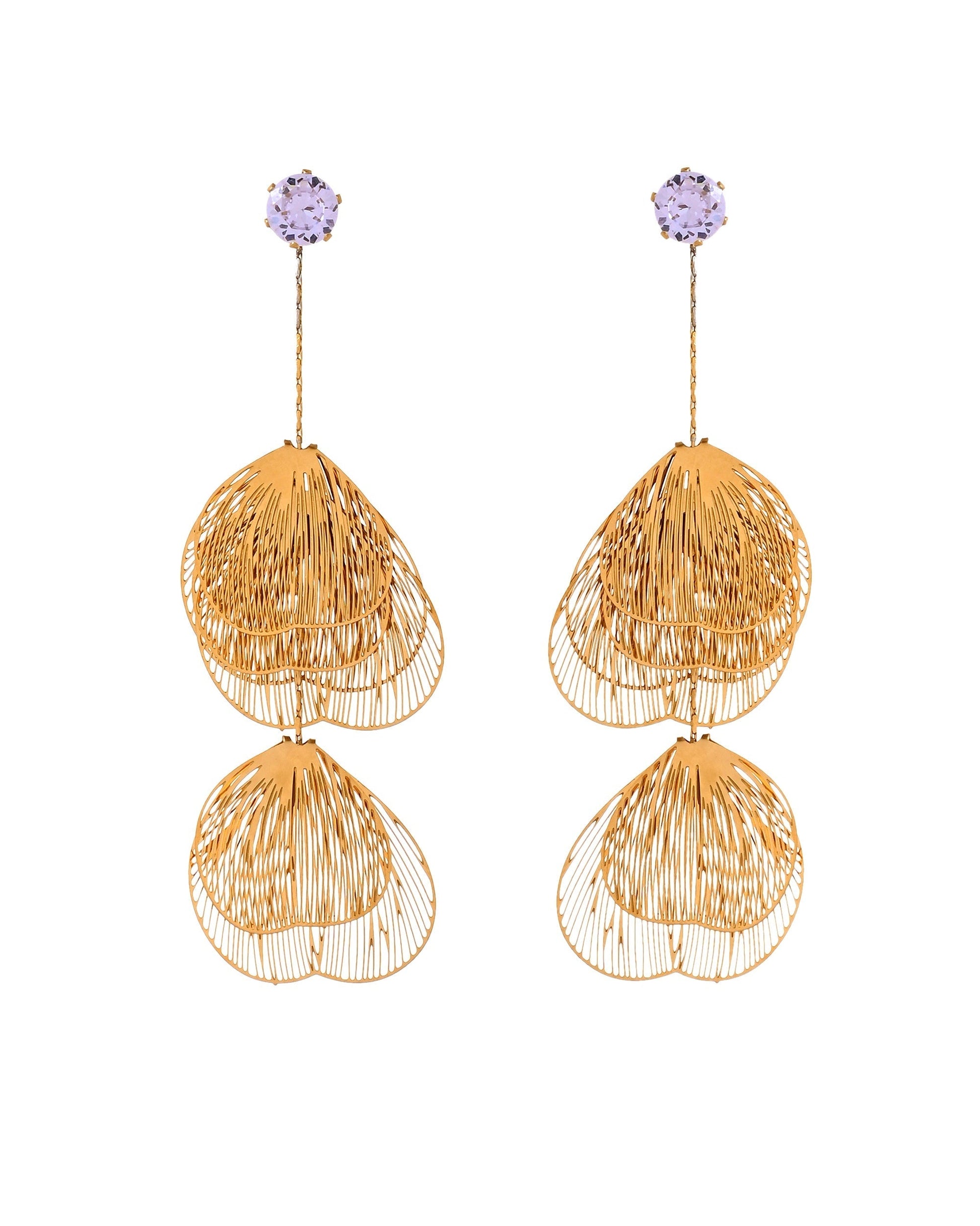 VOJ Gold Toned Leaf Designed Studs Earrings  Grab2Buy VOJ Grab2Buy