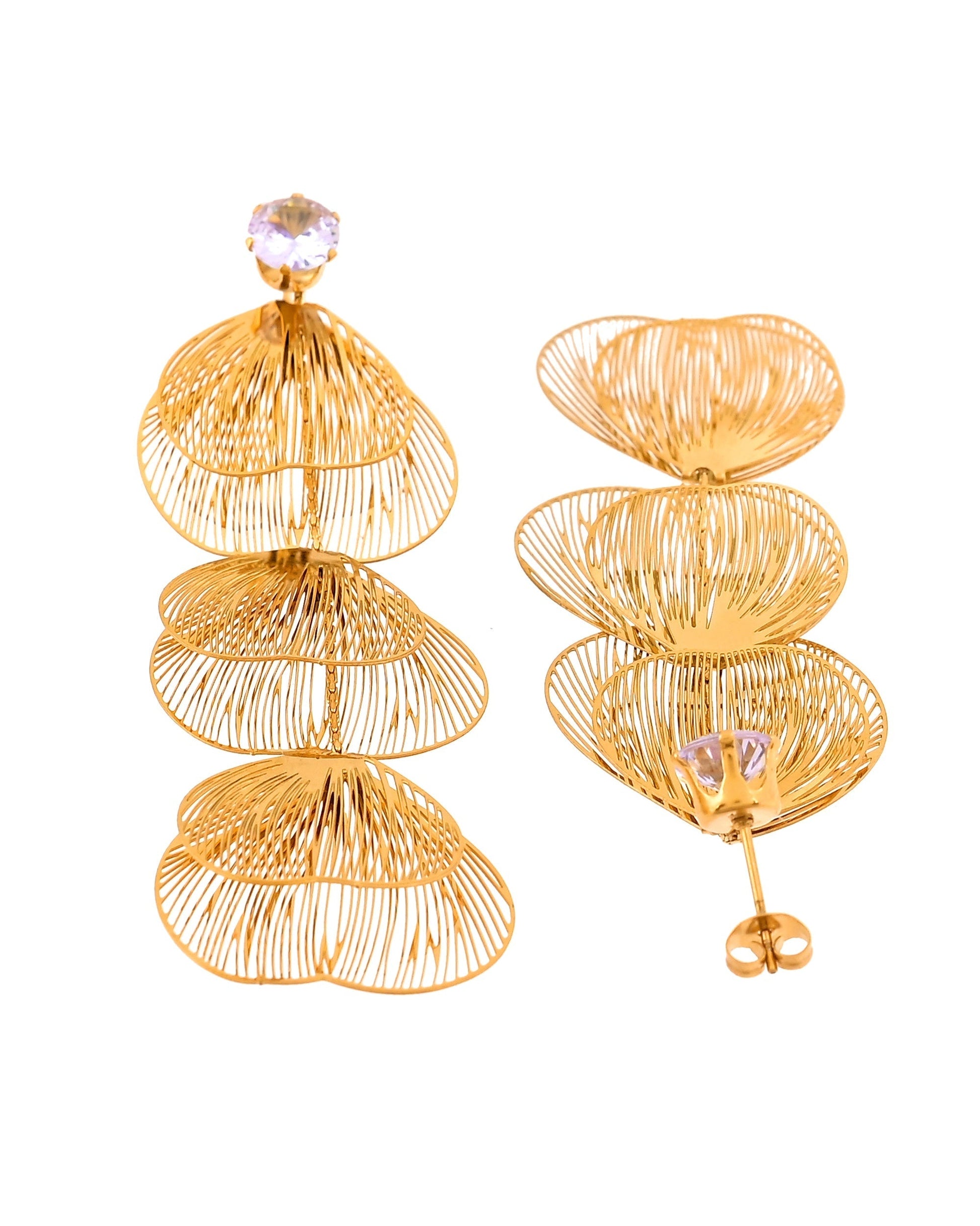 VOJ Gold Toned Leaf Designed Studs Earrings  Grab2Buy VOJ Grab2Buy