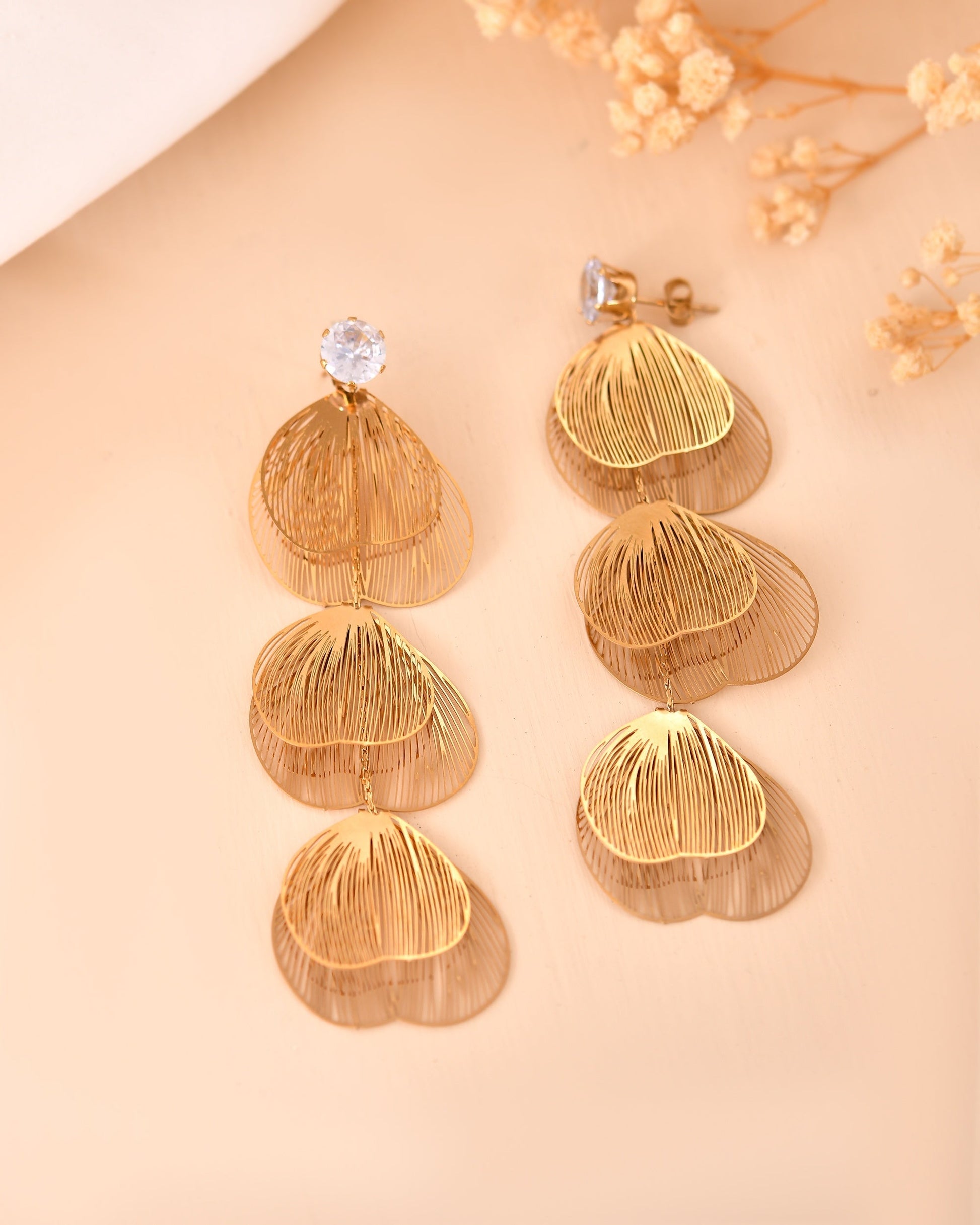 VOJ Gold Toned Leaf Designed Studs Earrings  Grab2Buy VOJ Grab2Buy
