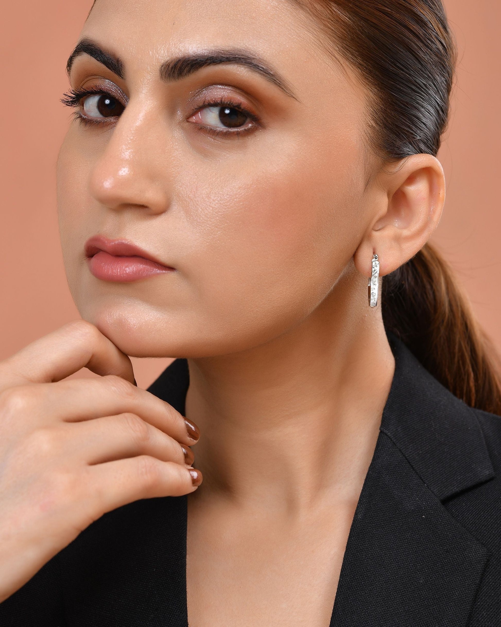 VOJ Silver Plated Heart Shaped Hoop Earrings  Grab2Buy VOJ Grab2Buy
