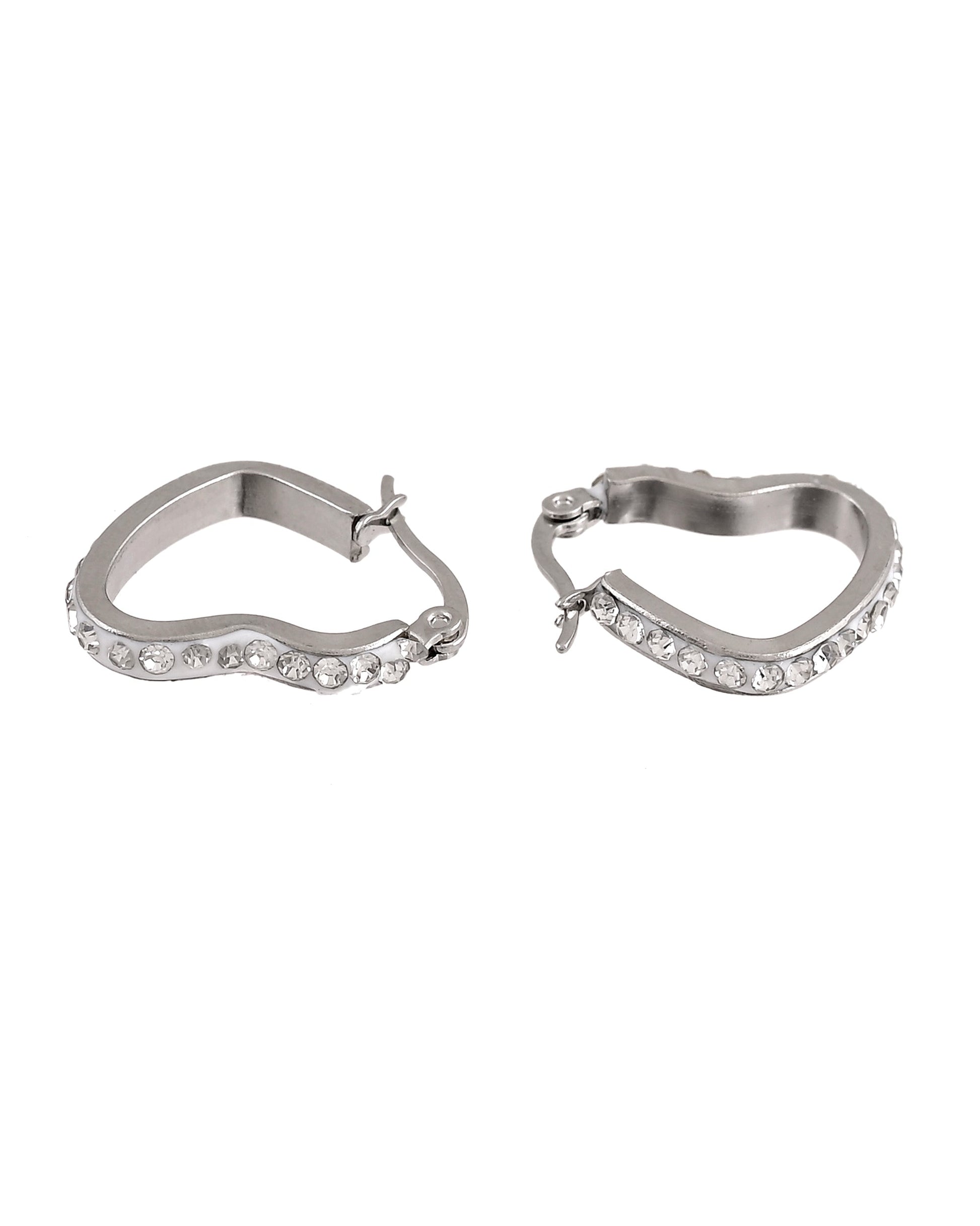 VOJ Silver Plated Heart Shaped Hoop Earrings  Grab2Buy VOJ Grab2Buy