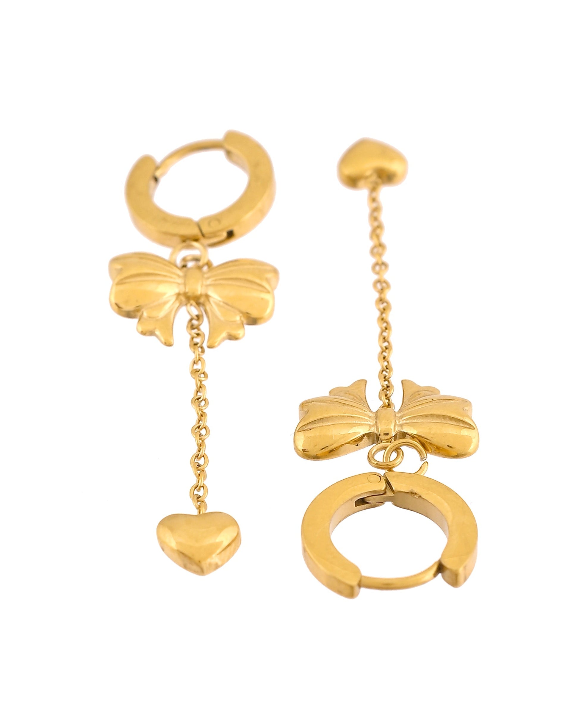 VOJ Gold Plated Bow Designed Hoop Drop Earrings  Grab2Buy VOJ Grab2Buy