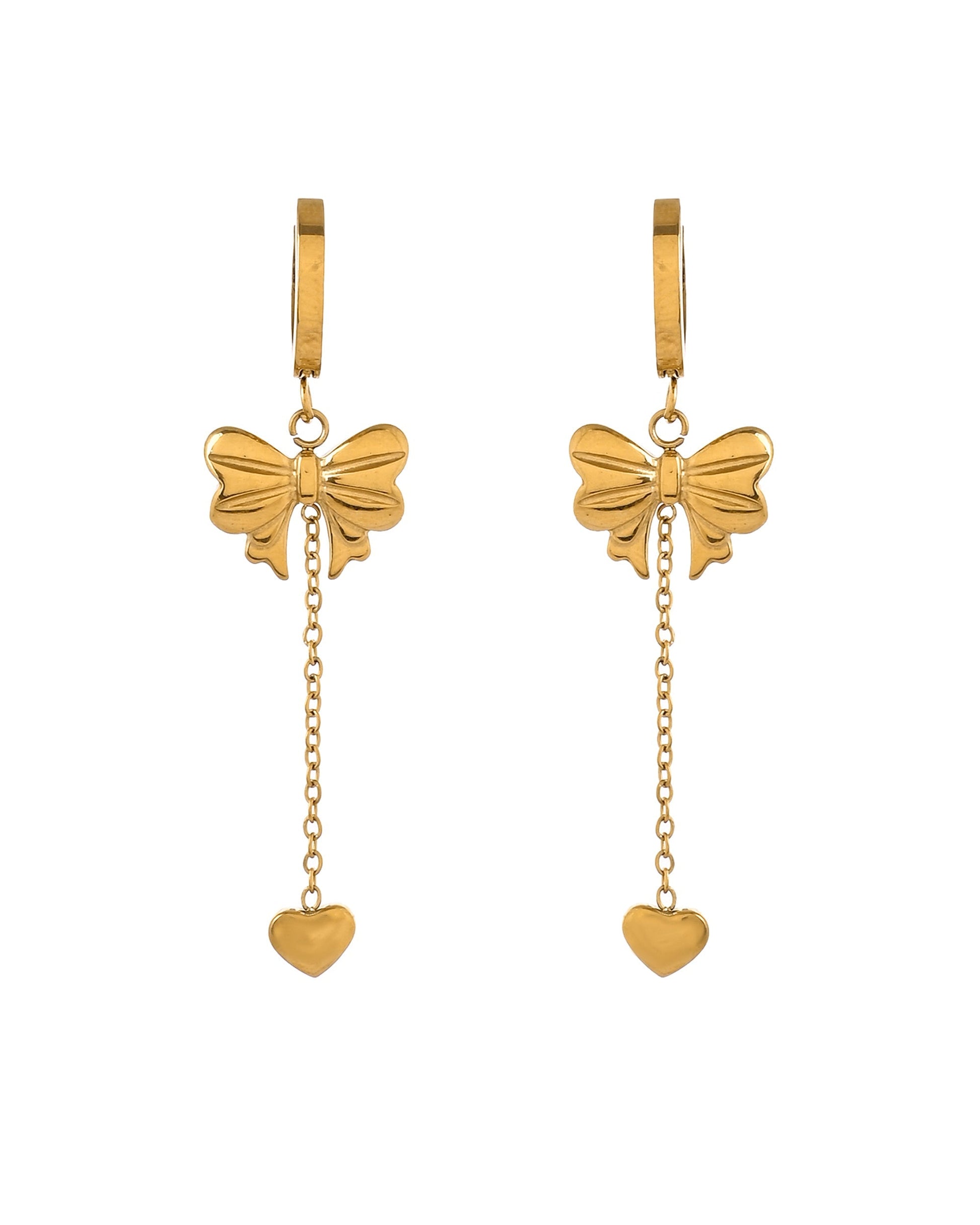 VOJ Gold Plated Bow Designed Hoop Drop Earrings  Grab2Buy VOJ Grab2Buy