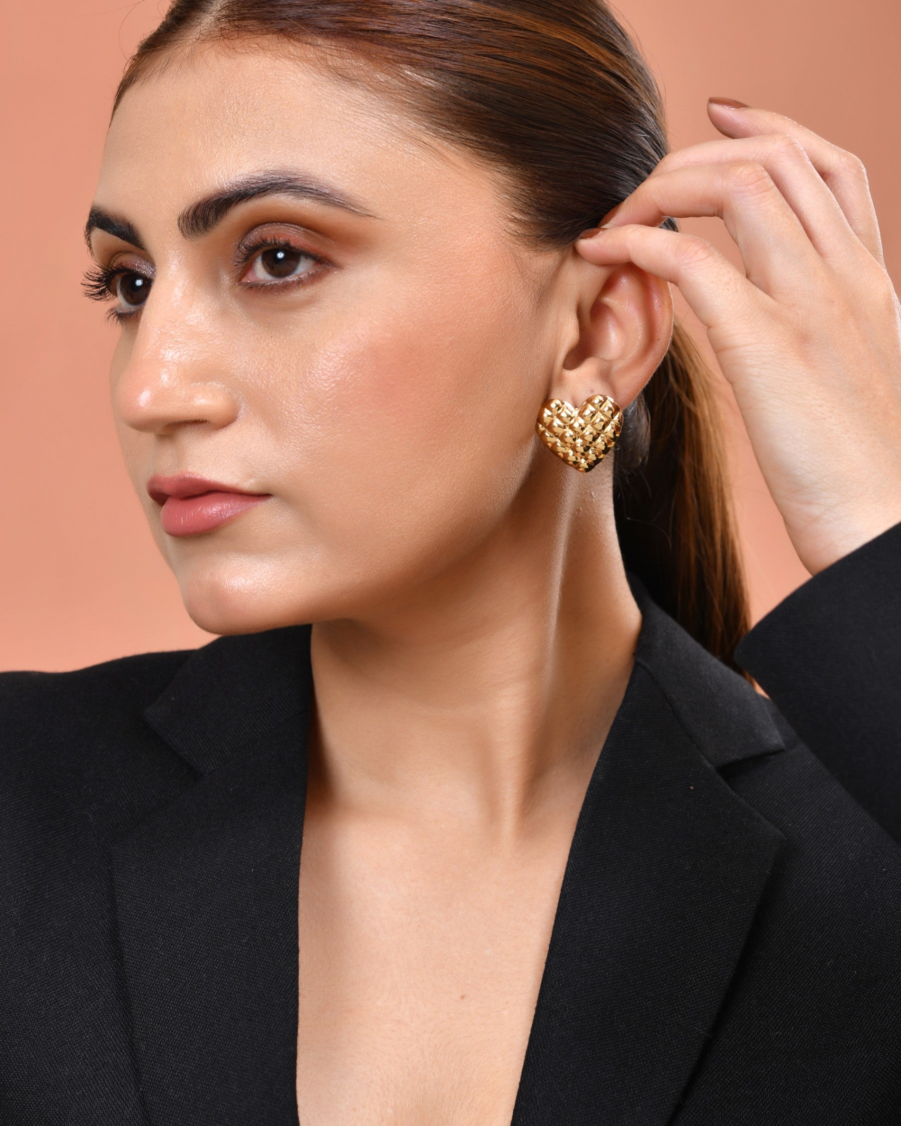 VOJ Gold Plated Heart Designed Studs Earrings  Grab2Buy VOJ Grab2Buy