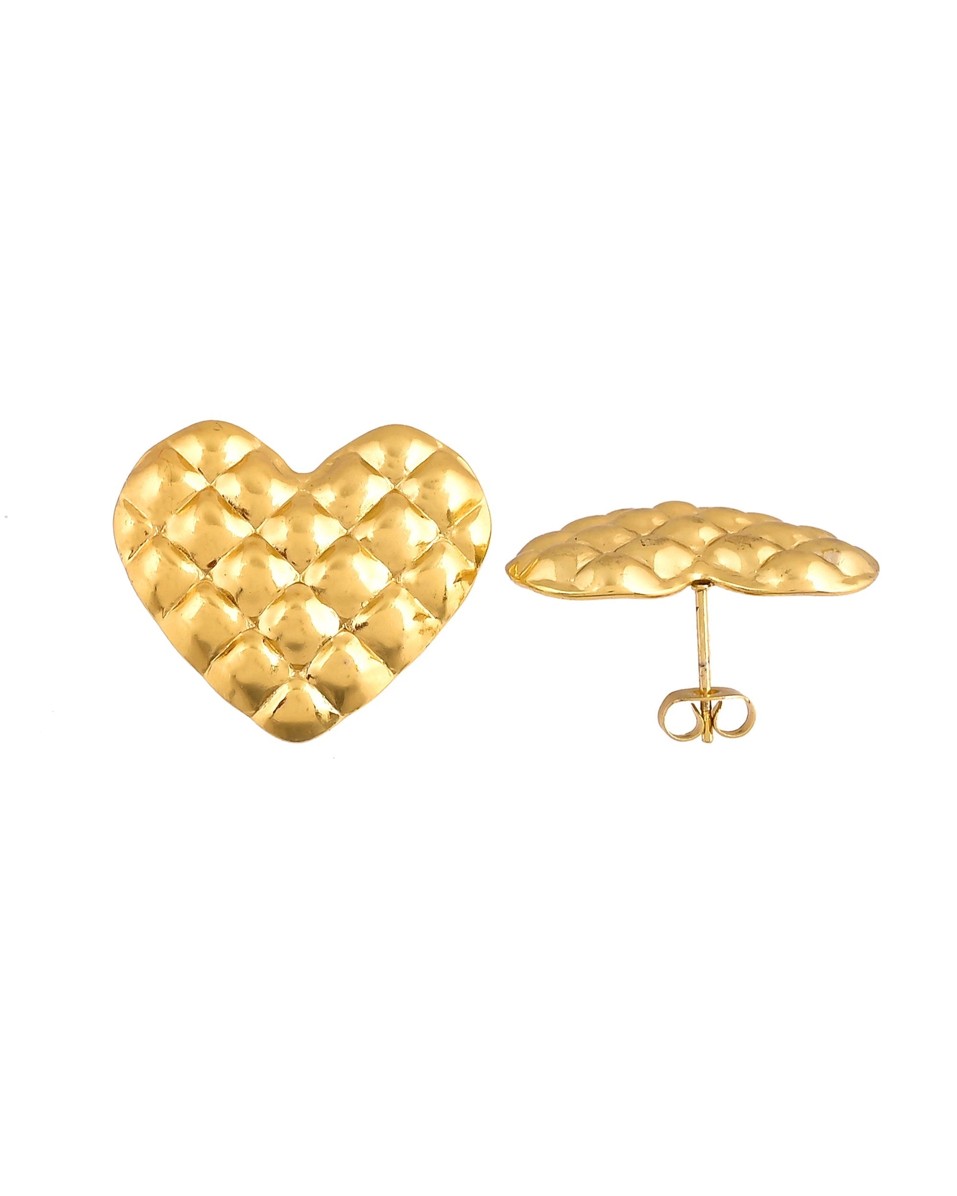 VOJ Gold Plated Heart Designed Studs Earrings  Grab2Buy VOJ Grab2Buy
