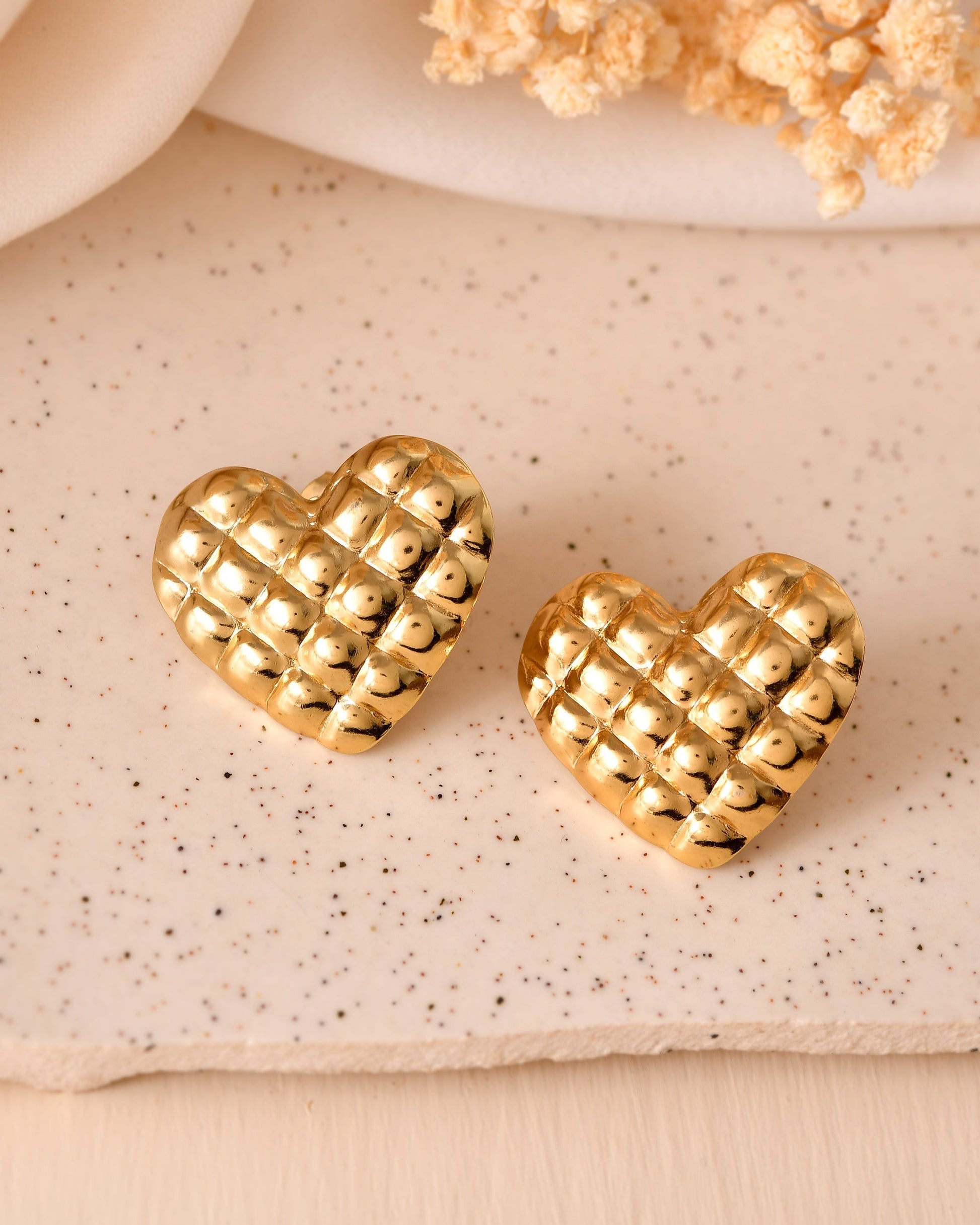 VOJ Gold Plated Heart Designed Studs Earrings  Grab2Buy VOJ Grab2Buy