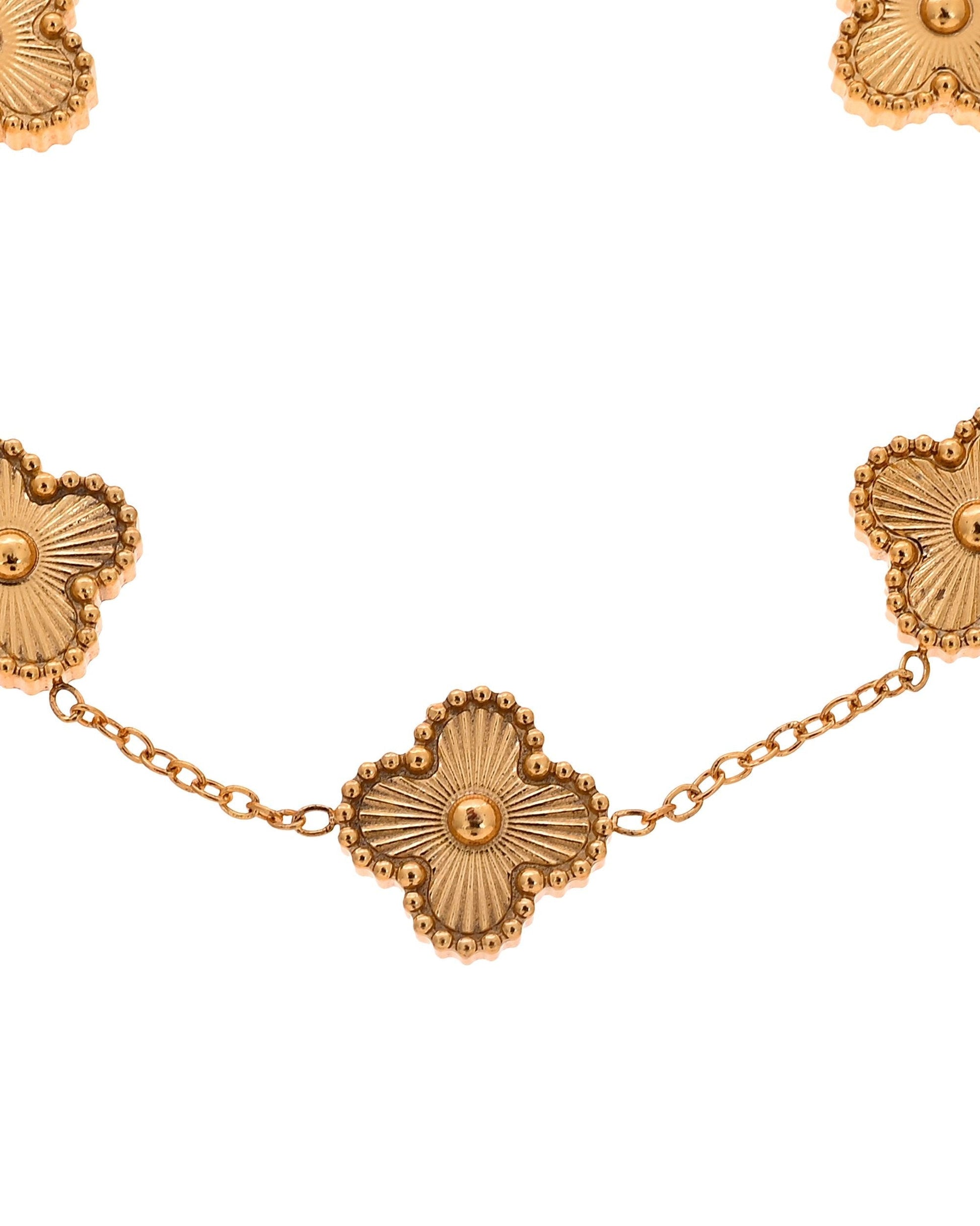 VOJ Gold Plated Floral Design Chain With Earrings And Bracelet Set  Grab2Buy VOJ Grab2Buy