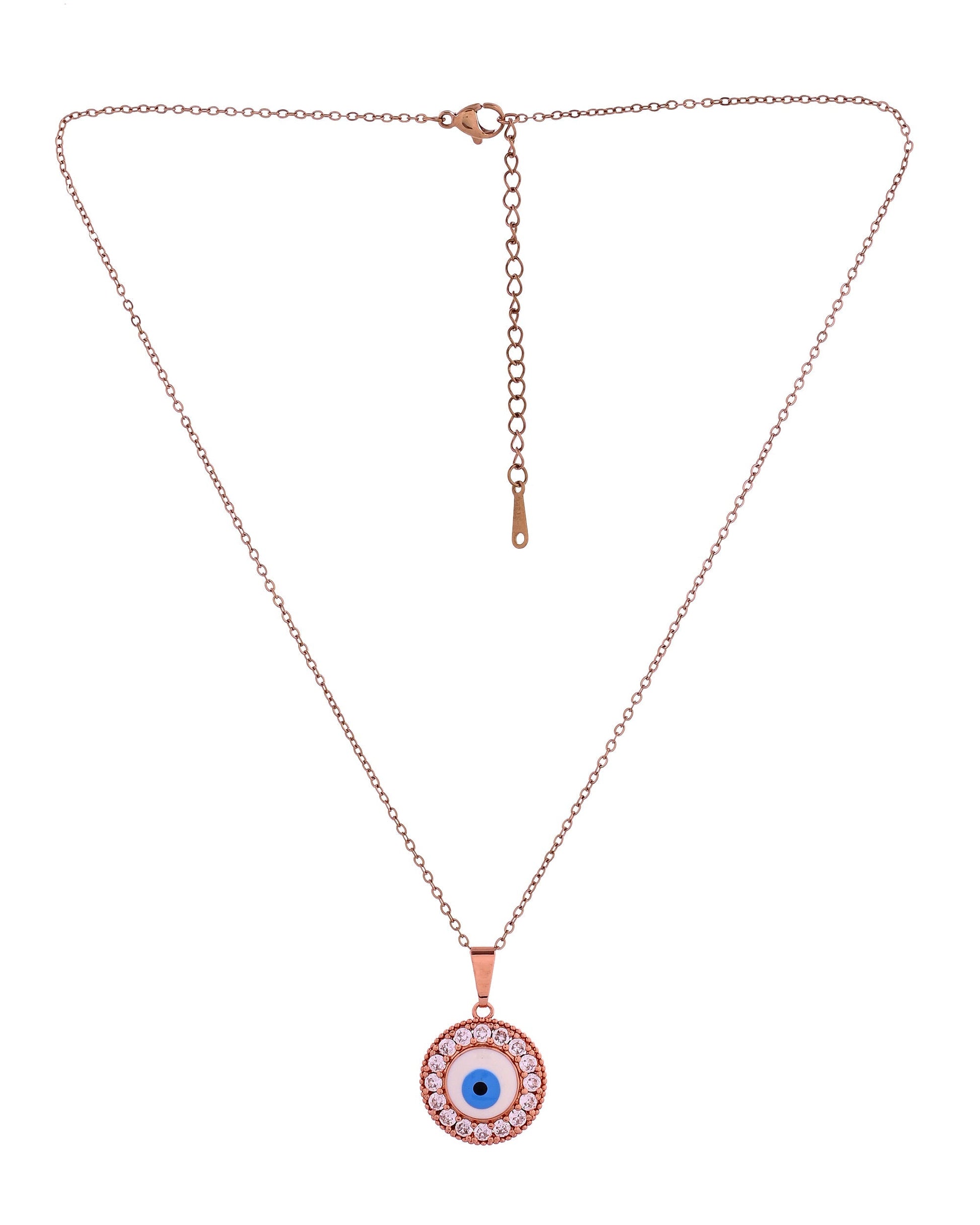 VOJ Rose Gold Plated Ad Stone Studded Evil Eye Pendant With Chain  Grab2Buy VOJ Grab2Buy
