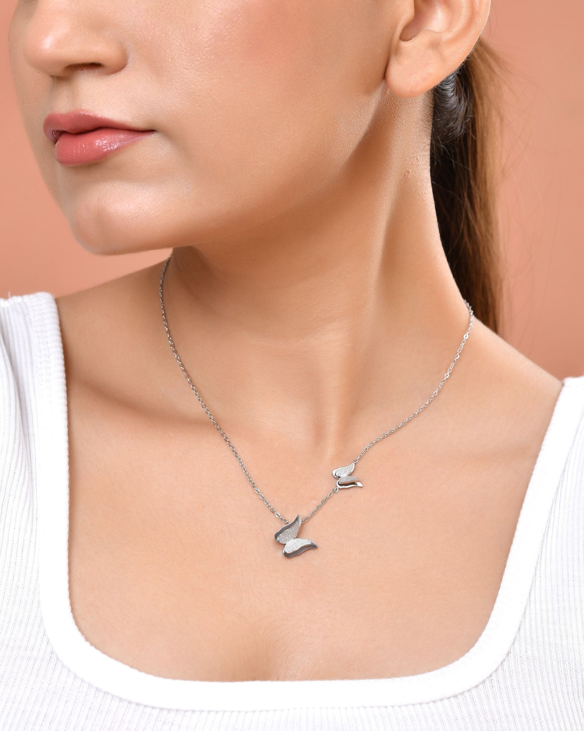 VOJ Silver Plated Butterfly Chain  Grab2Buy VOJ Grab2Buy