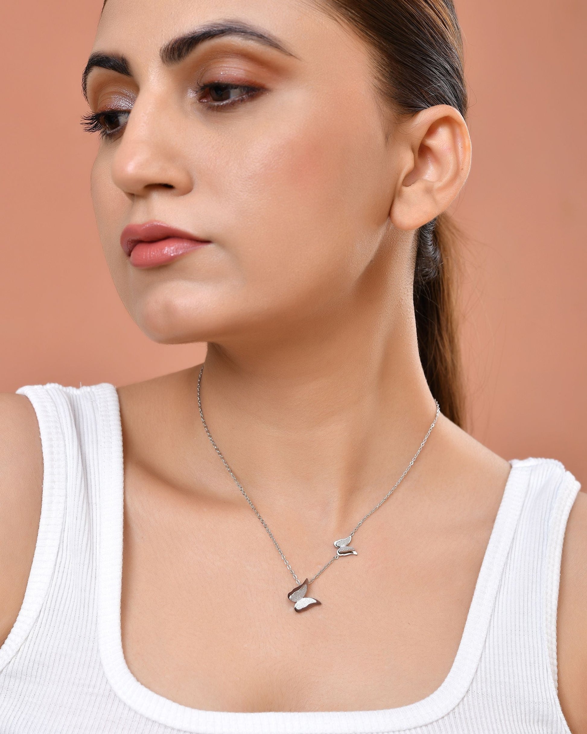 VOJ Silver Plated Butterfly Chain  Grab2Buy VOJ Grab2Buy