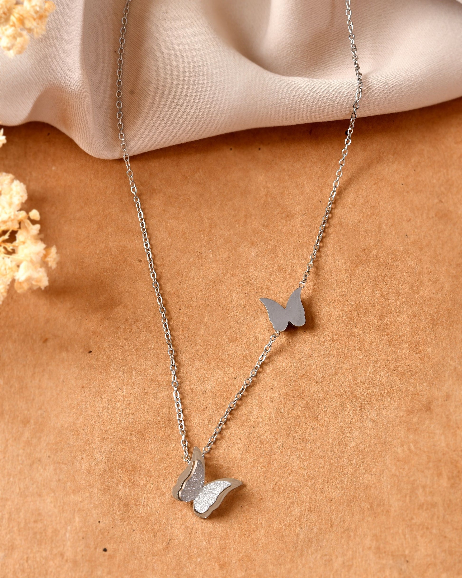 VOJ Silver Plated Butterfly Chain  Grab2Buy VOJ Grab2Buy