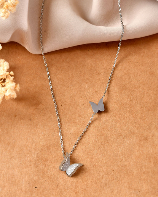 VOJ Silver Plated Butterfly Chain  Grab2Buy VOJ Grab2Buy