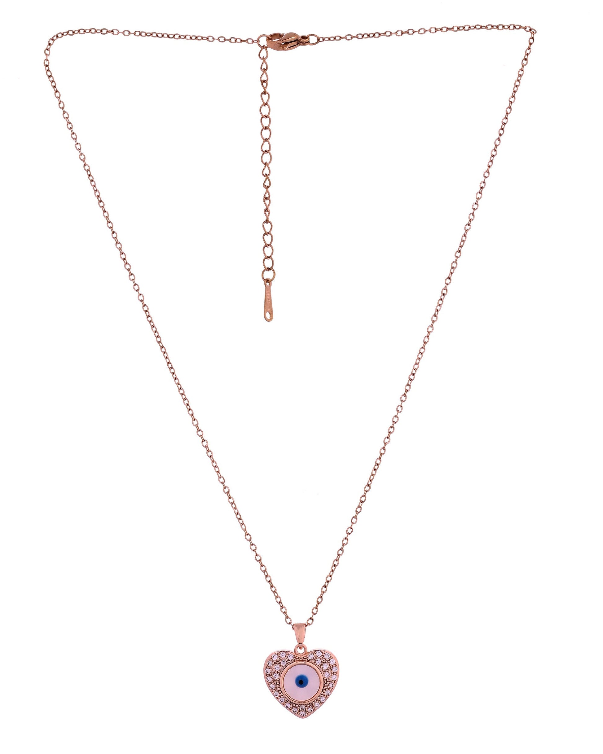 VOJ Gold Plated Heart Shaped Ad Stone Studded Evil Eye Pendant With Chain  Grab2Buy VOJ Grab2Buy