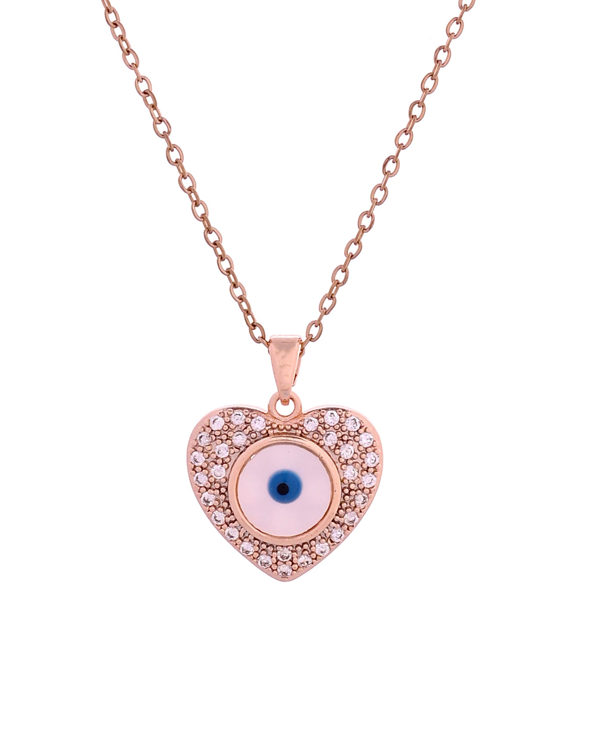 VOJ Gold Plated Heart Shaped Ad Stone Studded Evil Eye Pendant With Chain  Grab2Buy VOJ Grab2Buy
