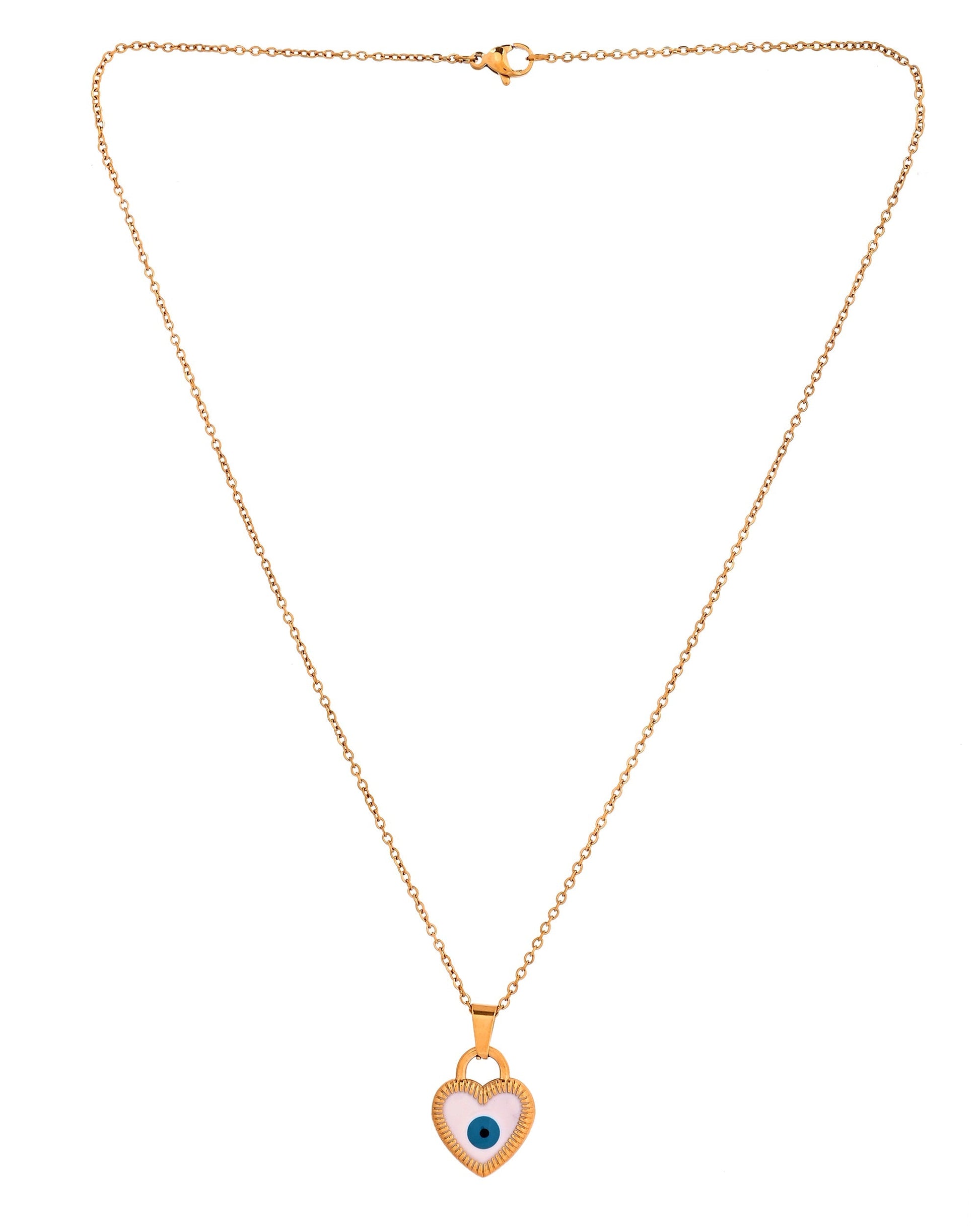 VOJ Gold Plated Heart Shaped Evil Eye Pendant With Chain  Grab2Buy VOJ Grab2Buy