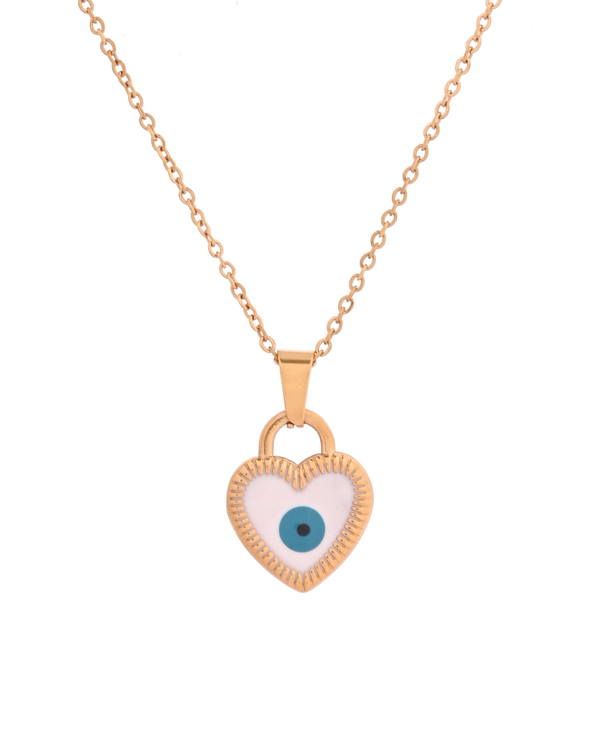 VOJ Gold Plated Heart Shaped Evil Eye Pendant With Chain  Grab2Buy VOJ Grab2Buy