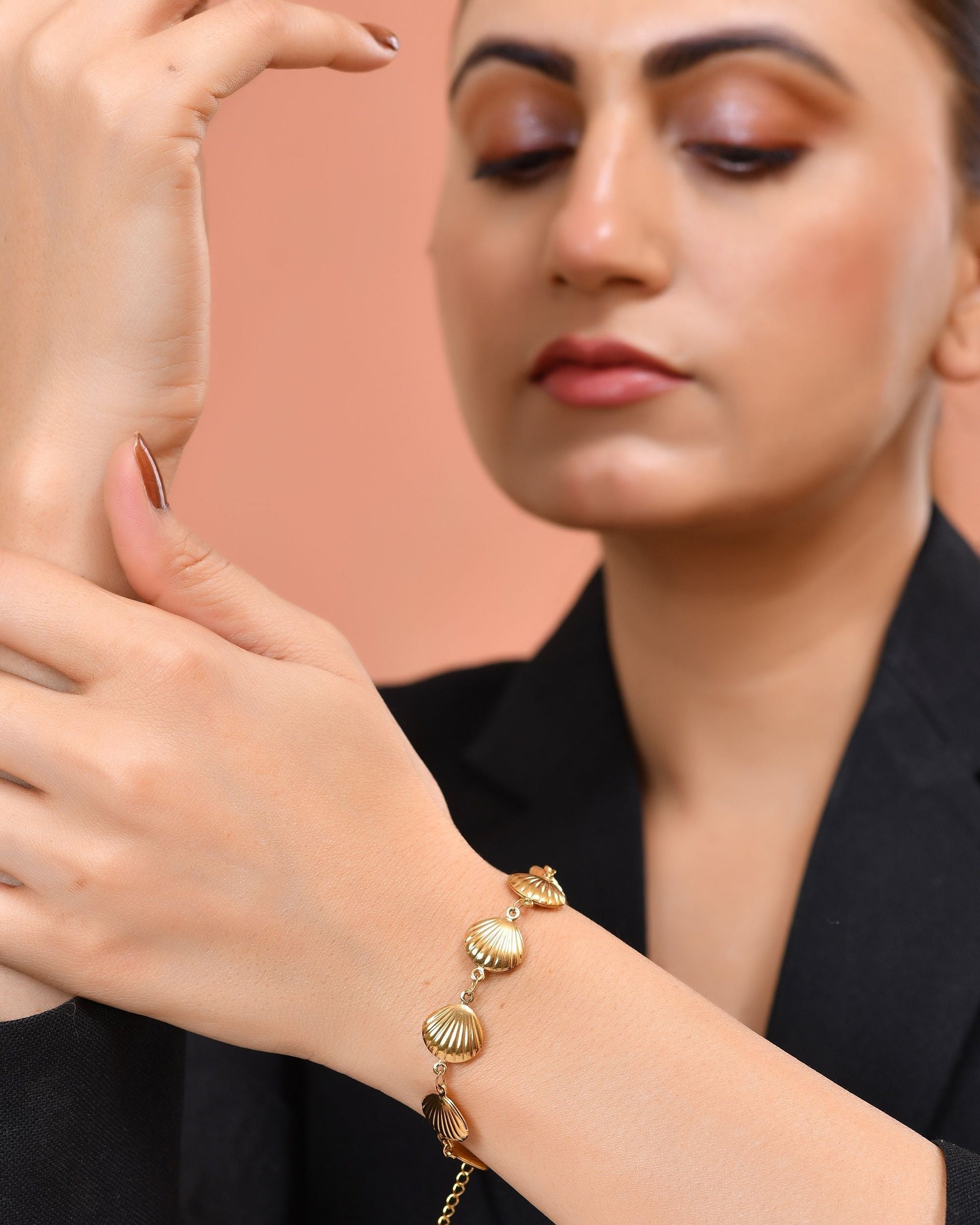 VOJ Gold Plated Elegant Shell Shaped Bracelet For Women  Grab2Buy VOJ Grab2Buy