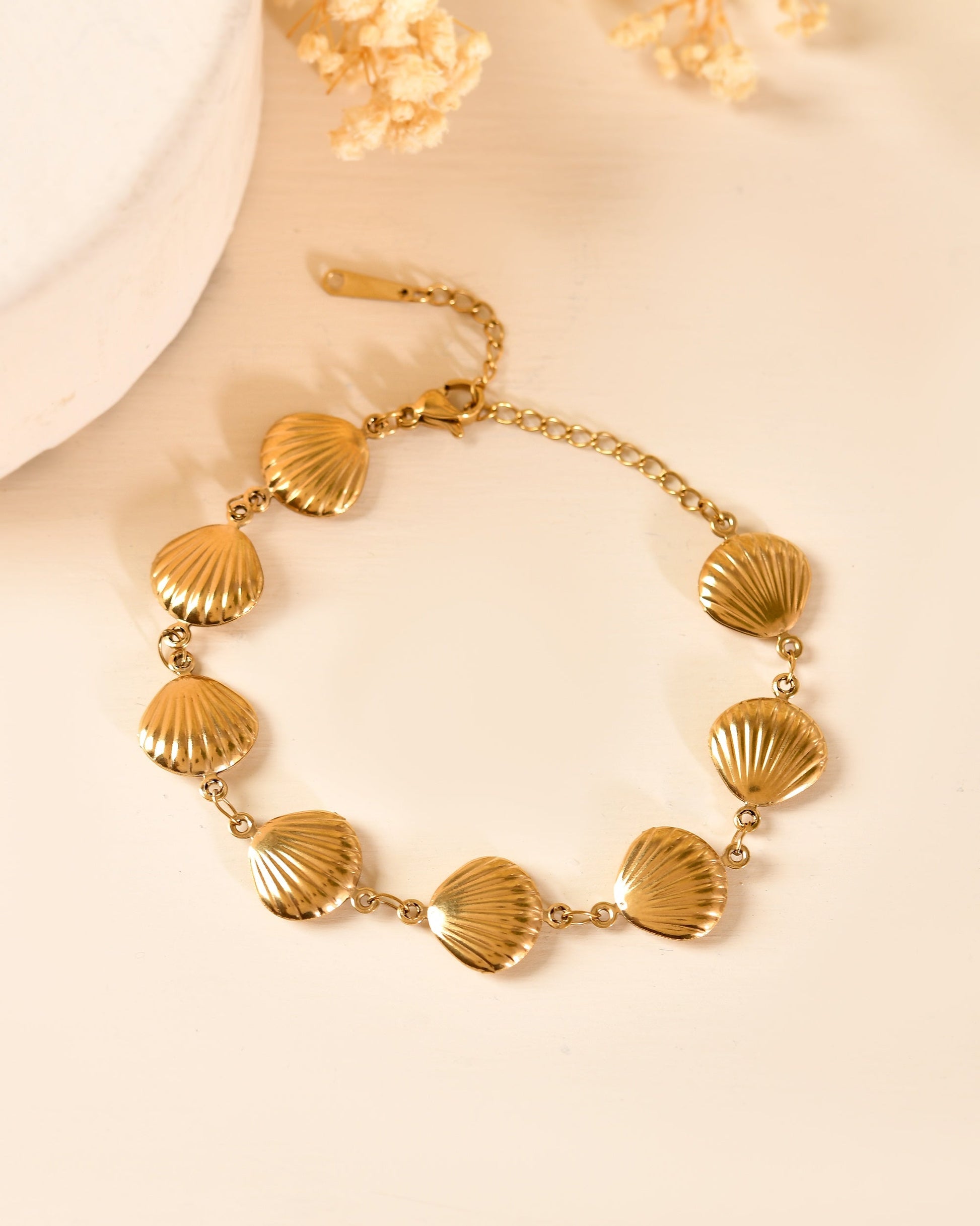 VOJ Gold Plated Elegant Shell Shaped Bracelet For Women  Grab2Buy VOJ Grab2Buy