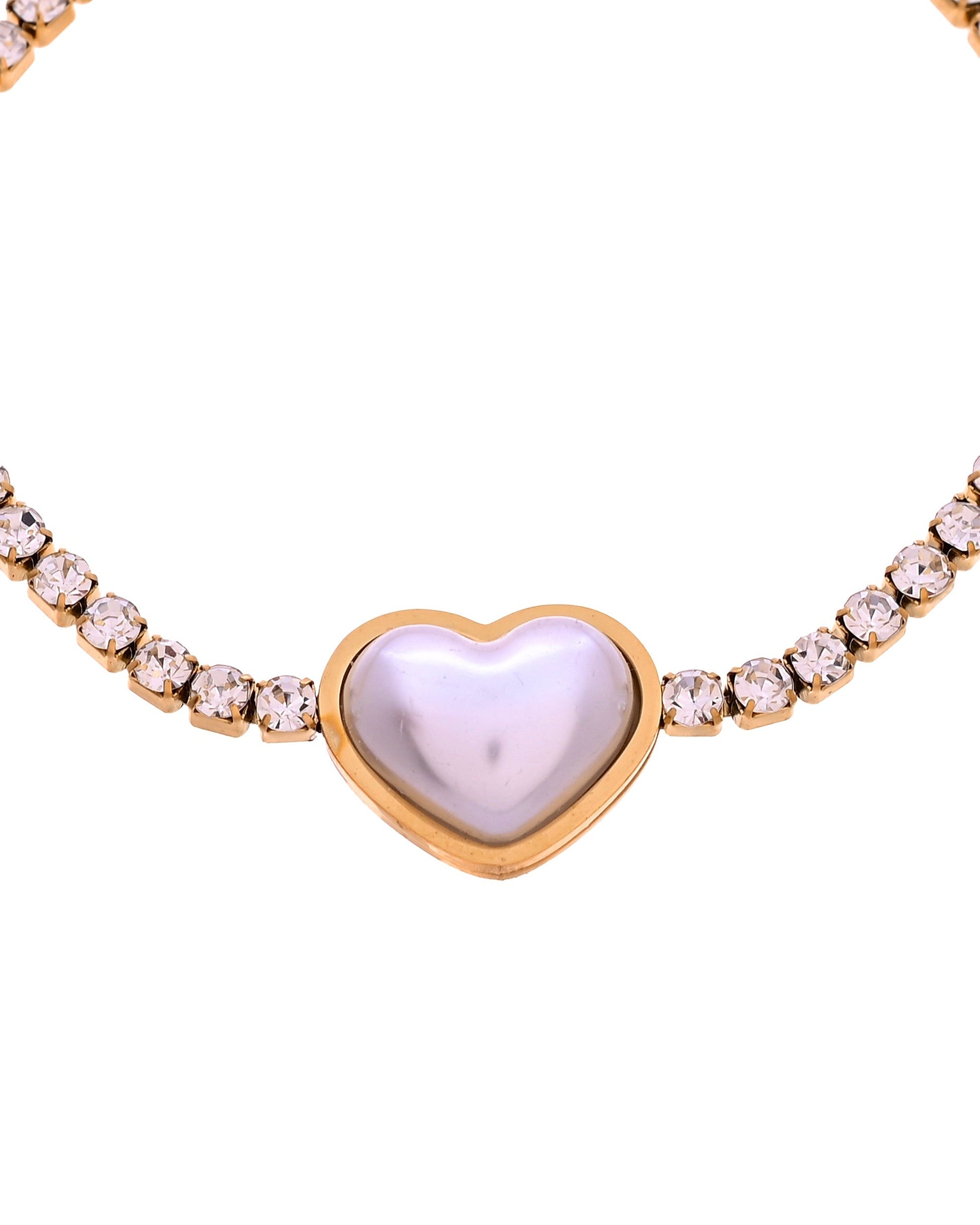 VOJ Gold Plated Ad Stone Studded With Heart Shaped Pearl Bracelet For Women  Grab2Buy VOJ Grab2Buy