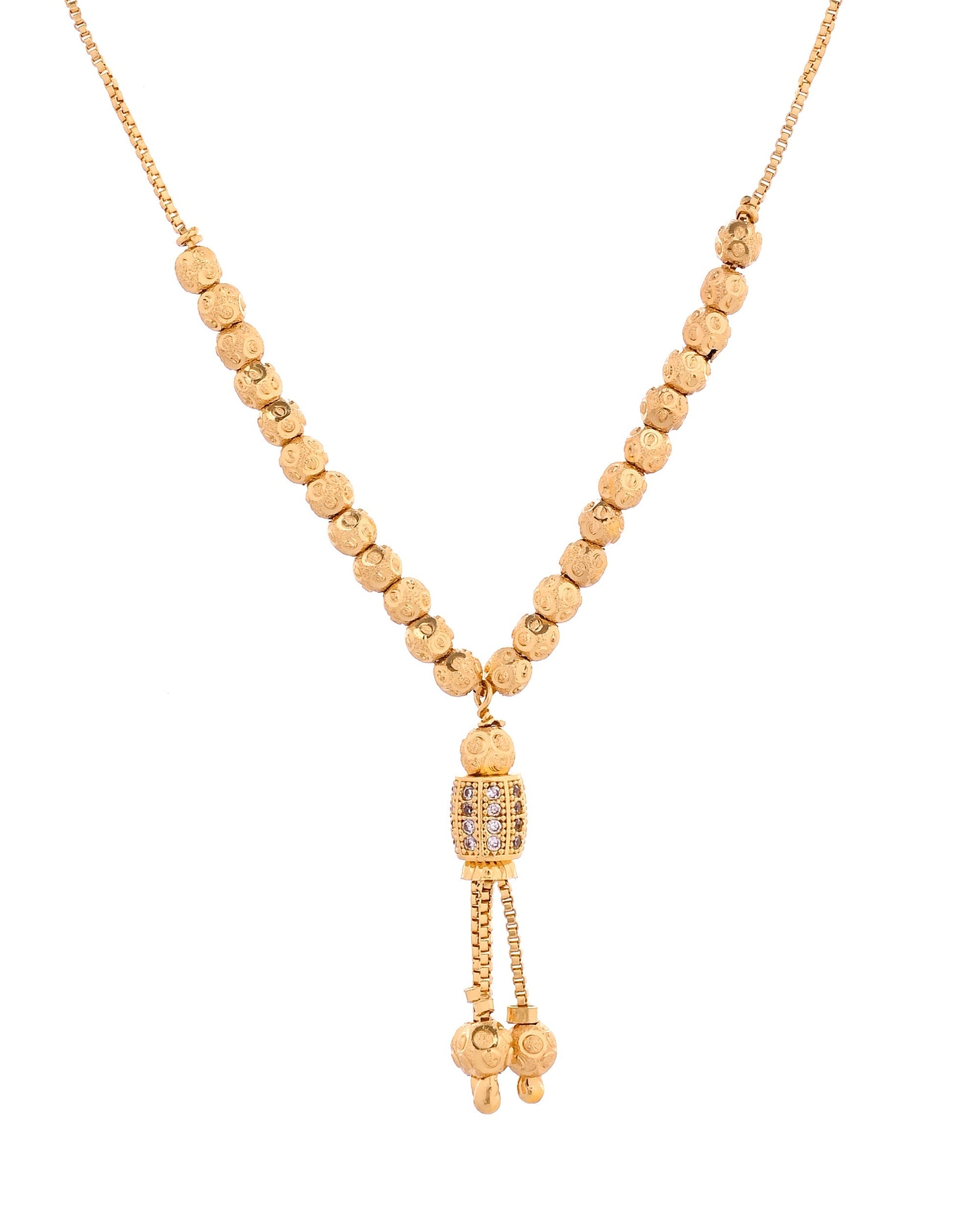 VOJ Gold Plated Stone Studded Cylindrical Shaped Chain For Women  Grab2Buy VOJ Grab2Buy