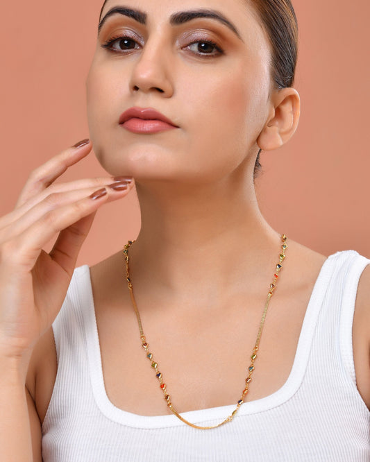 VOJ Gold Plated Multi Color Heart Chain For Women  Grab2Buy VOJ Grab2Buy