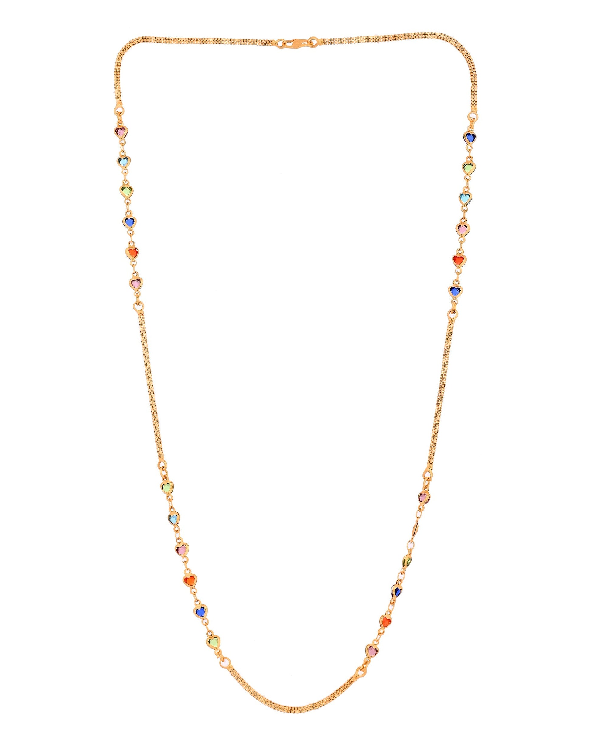 VOJ Gold Plated Multi Color Heart Chain For Women  Grab2Buy VOJ Grab2Buy