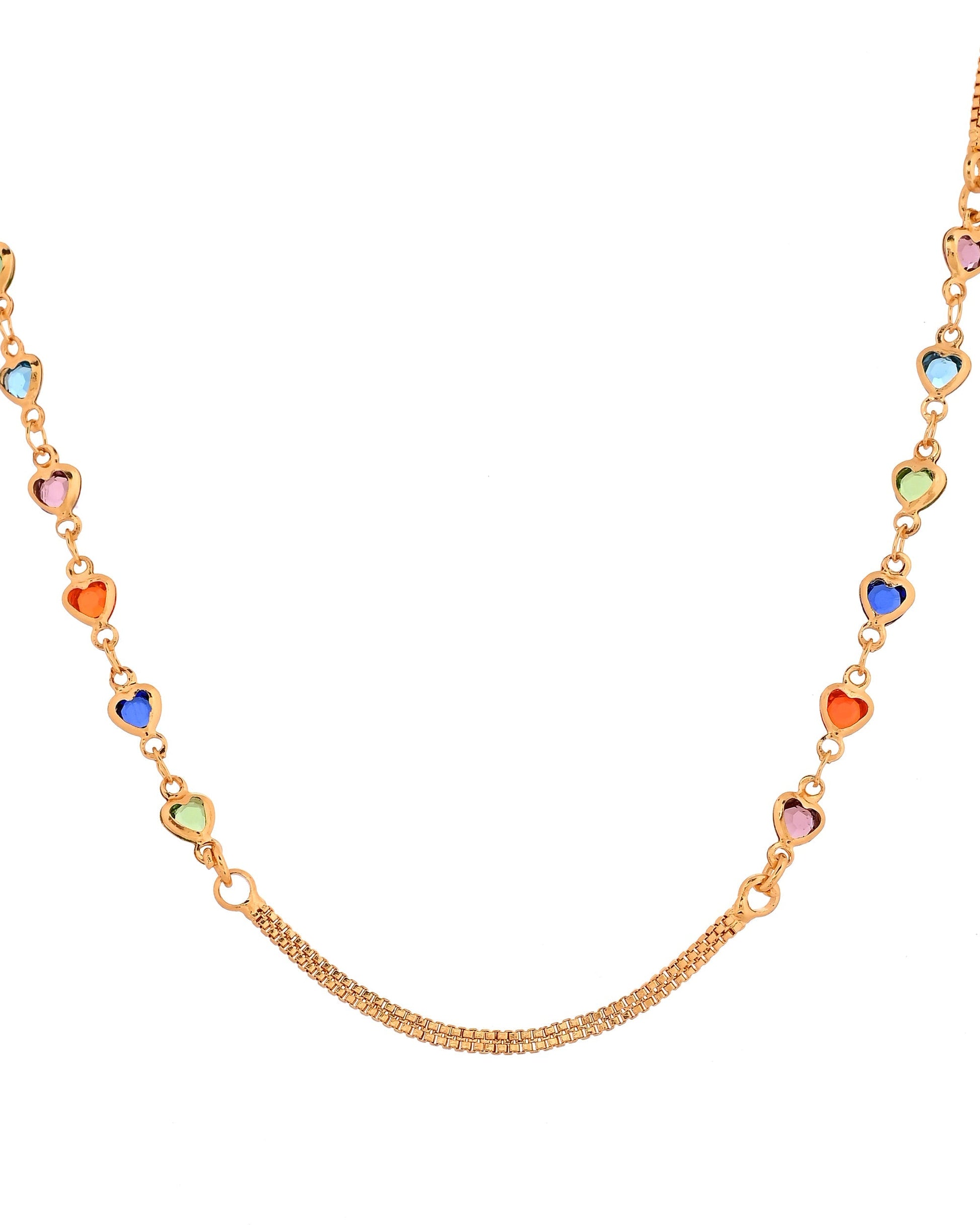 VOJ Gold Plated Multi Color Heart Chain For Women  Grab2Buy VOJ Grab2Buy