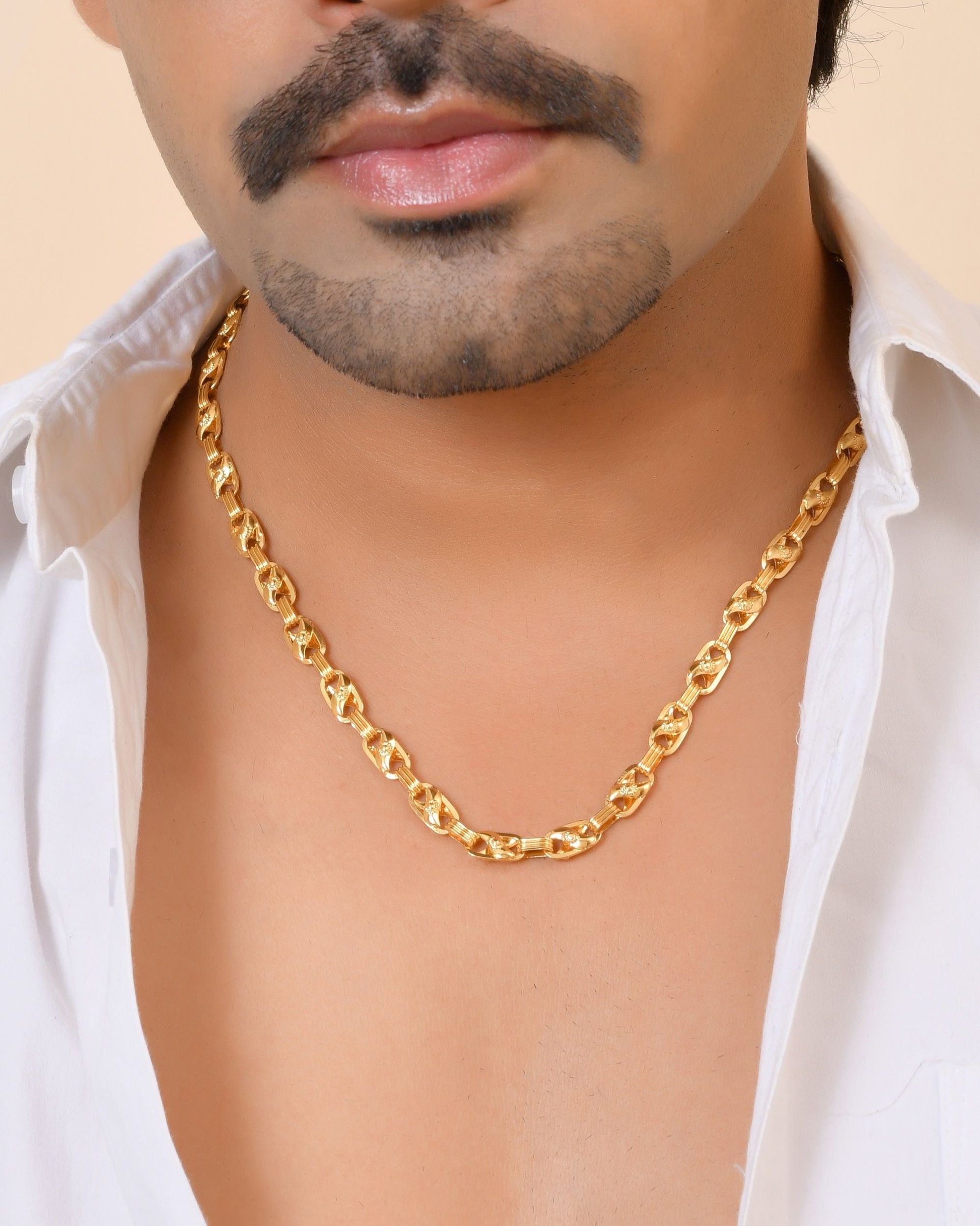VOJ Gold Toned Elegant Designer Link Chain For Men  Grab2Buy VOJ Grab2Buy