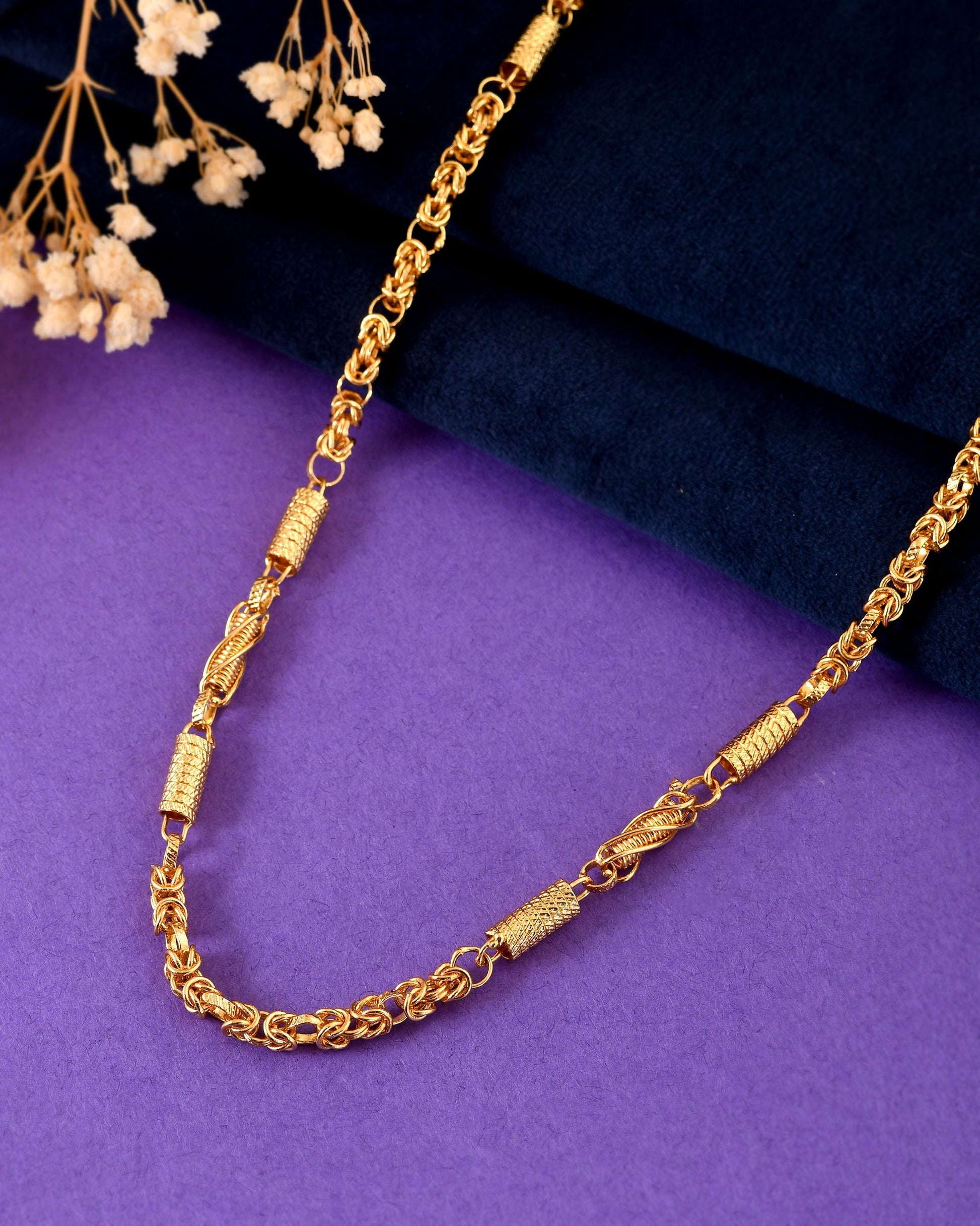 VOJ Gold Plated Thick Pipe Shaped Chain For Men  Grab2Buy VOJ Grab2Buy