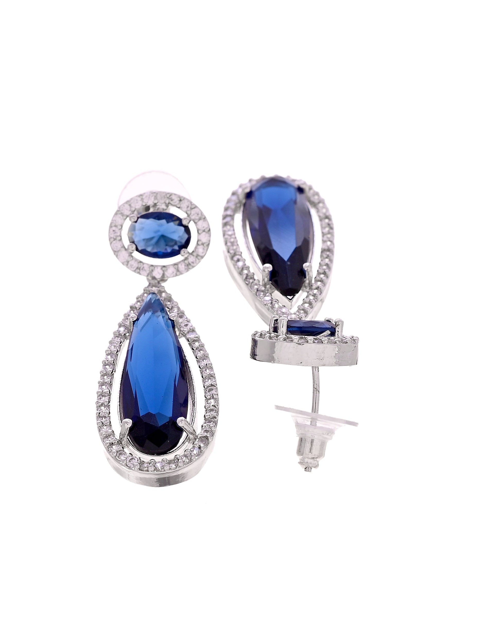 VOJ Silver-Plated Ad & Blue Cubic Zirconia Studded Jewellery Set  Grab2Buy VOJ Grab2Buy