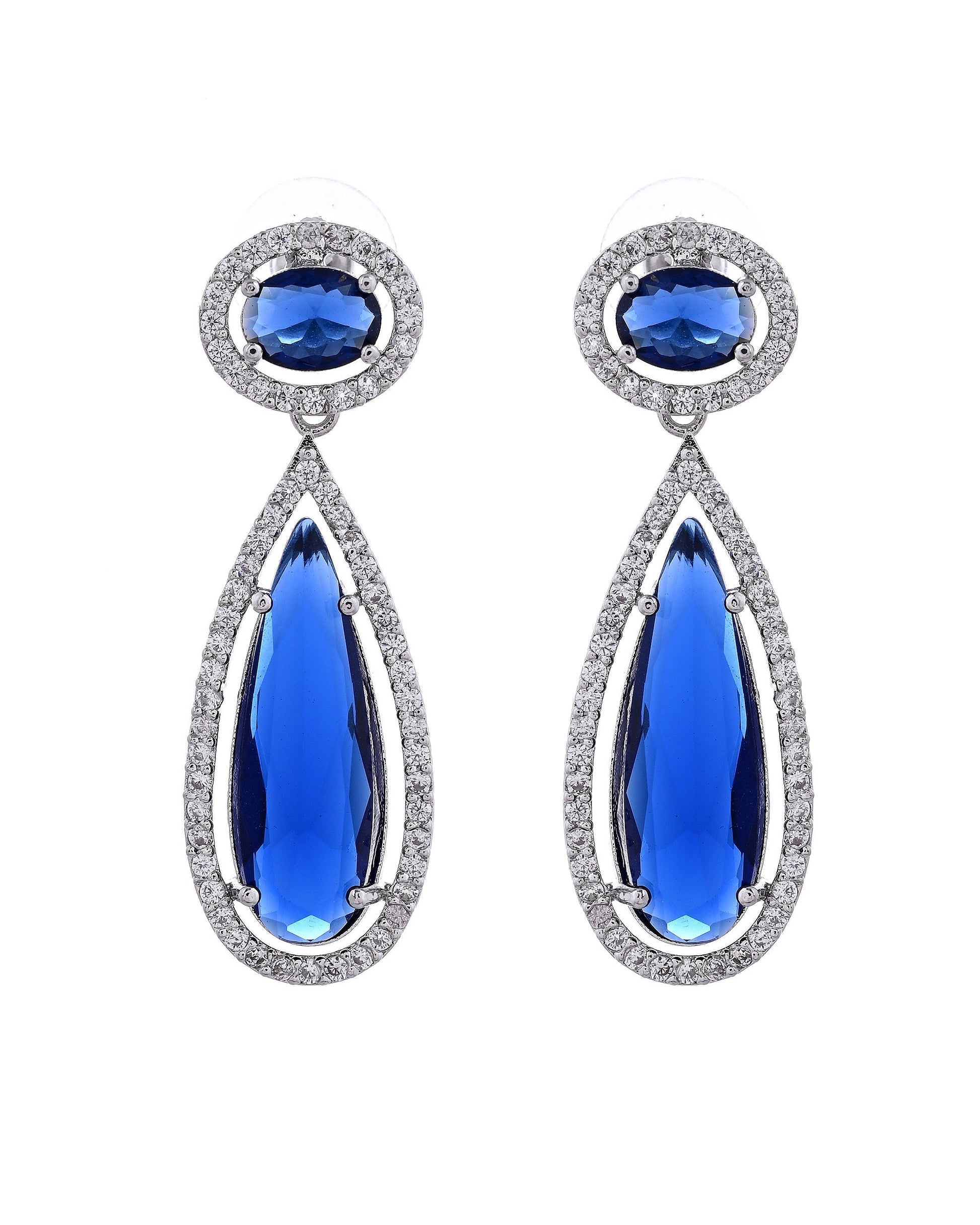 VOJ Silver-Plated Ad & Blue Cubic Zirconia Studded Jewellery Set  Grab2Buy VOJ Grab2Buy