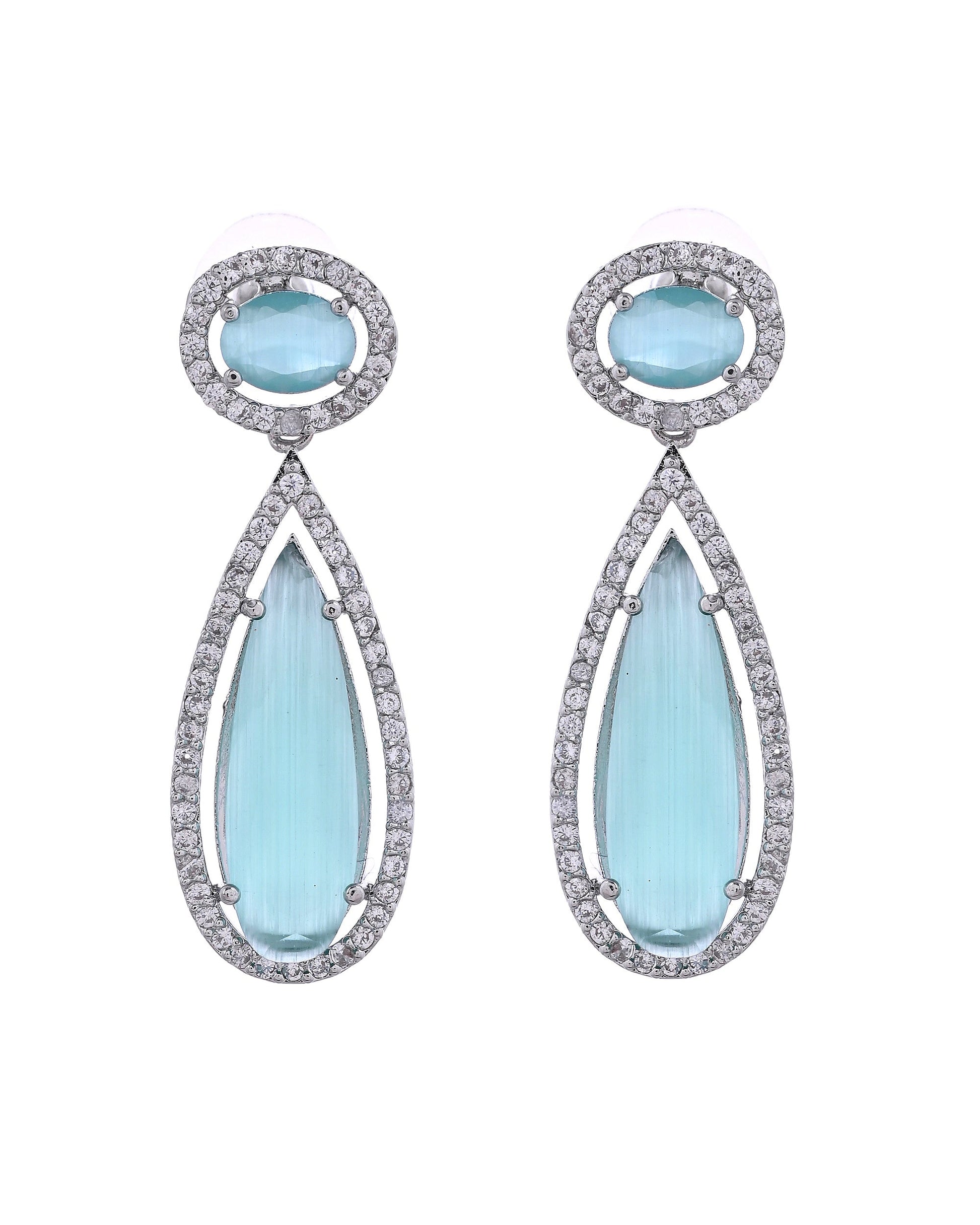 VOJ Silver-Plated Ad & Teal Green Cubic Zirconia Studded Jewellery Set  Grab2Buy VOJ Grab2Buy