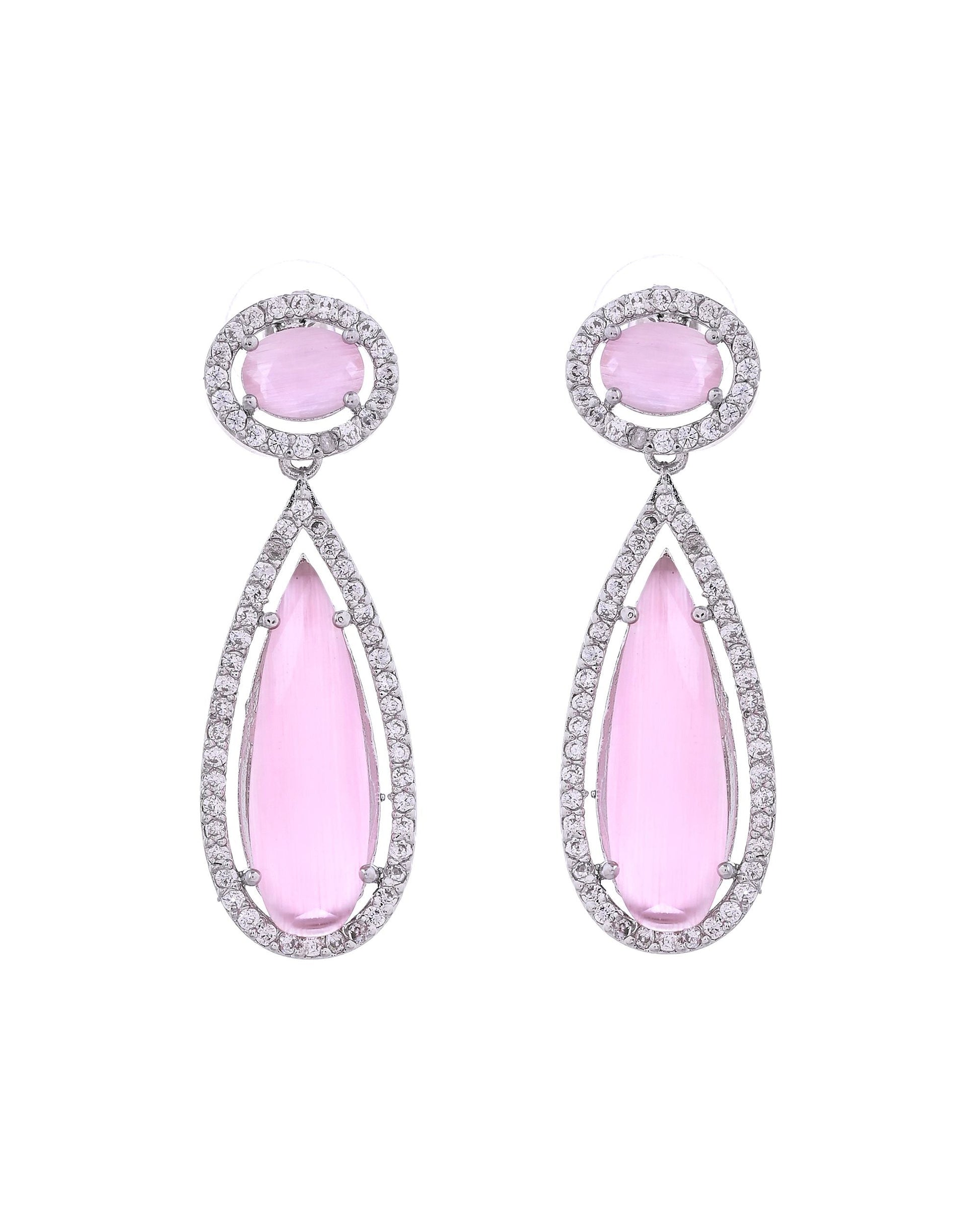 VOJ Silver-Plated Ad & Baby Pink Cubic Zirconia Studded Jewellery Set  Grab2Buy VOJ Grab2Buy