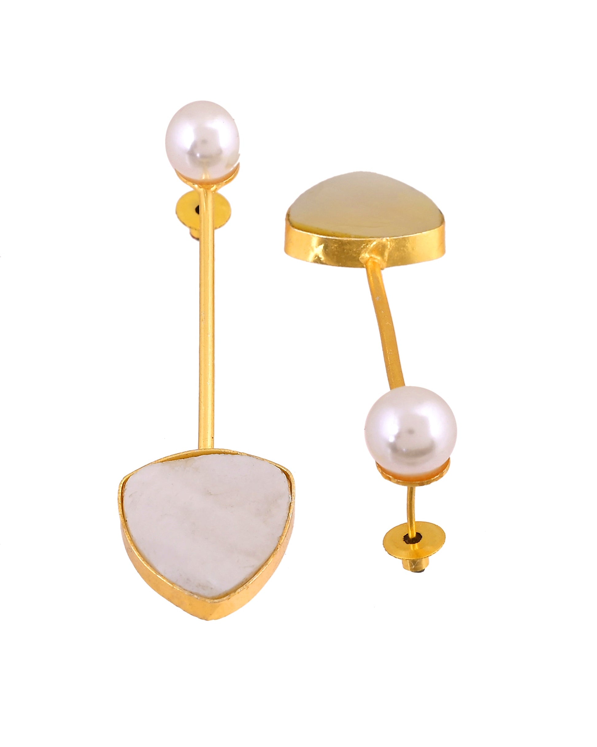VOJ Gold Plated Stone With Pearl Long Studs Earrings  Grab2Buy VOJ Grab2Buy