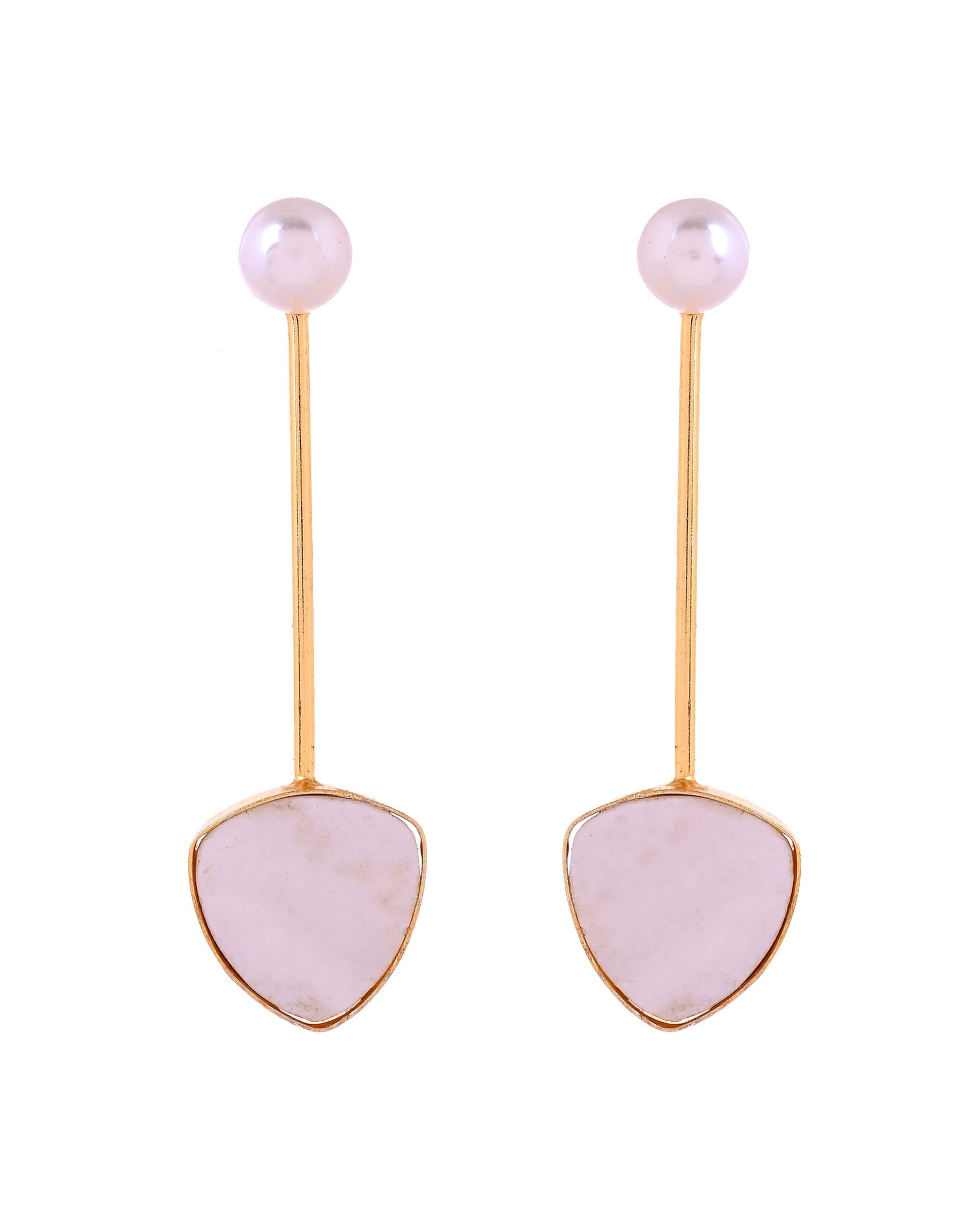 VOJ Gold Plated Stone With Pearl Long Studs Earrings  Grab2Buy VOJ Grab2Buy
