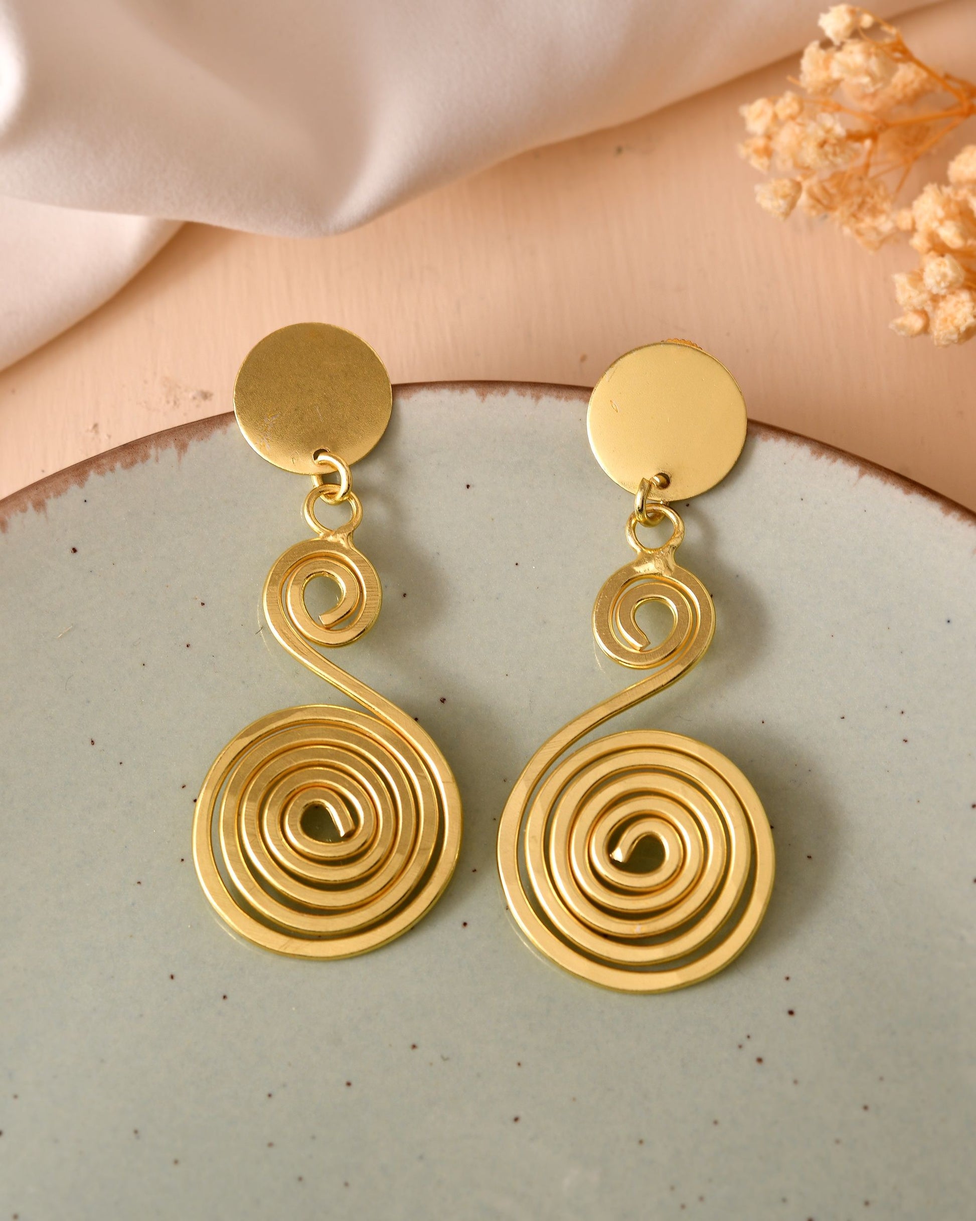 VOJ Gold Plated Twisted Designed Drop Earrings  Grab2Buy VOJ Grab2Buy