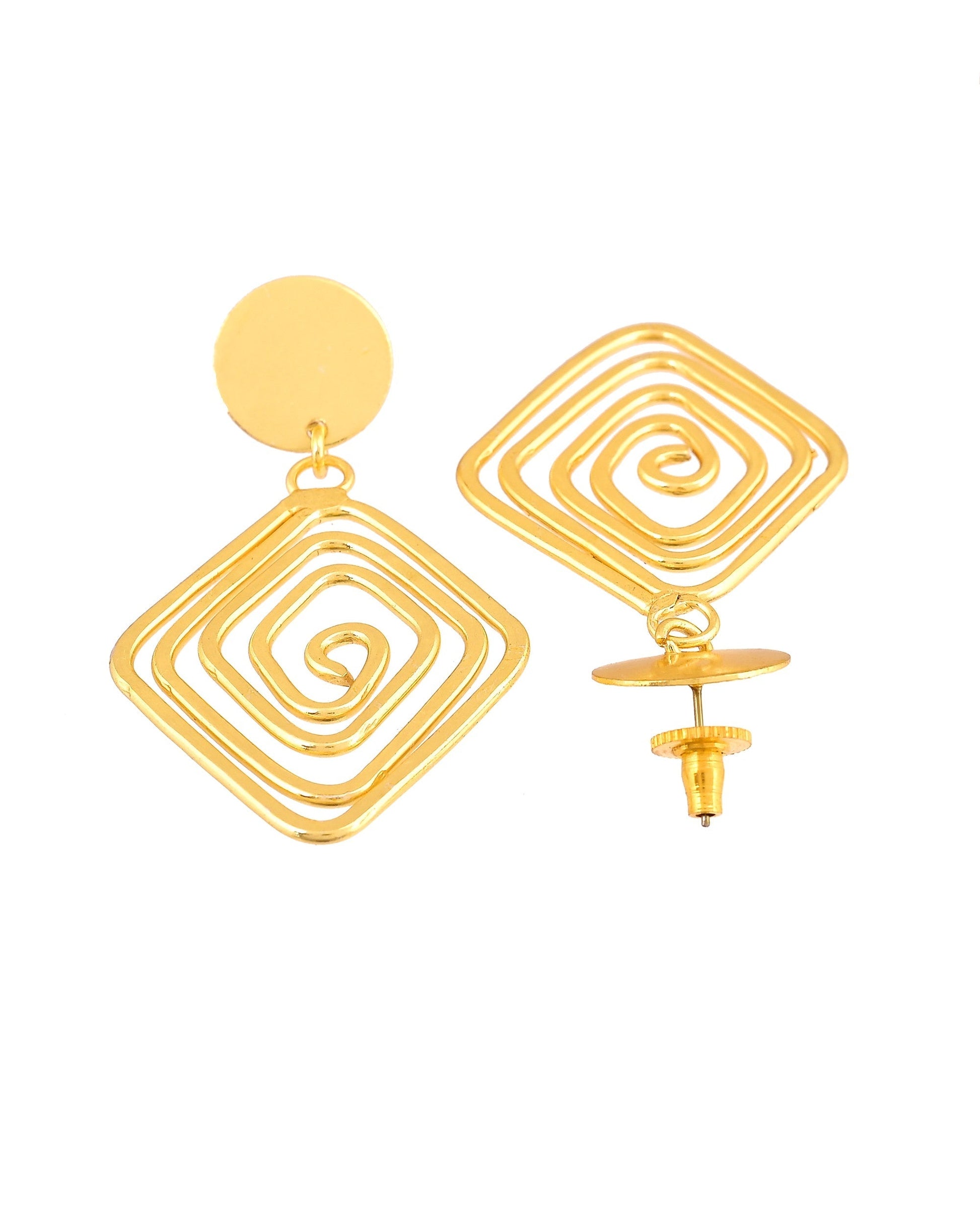 VOJ Gold Plated Square Twisted Designed Drop Earrings  Grab2Buy VOJ Grab2Buy