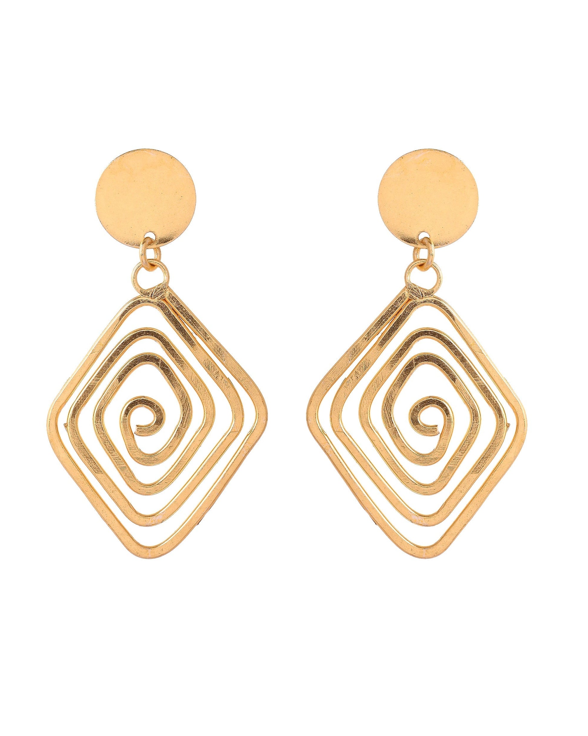 VOJ Gold Plated Square Twisted Designed Drop Earrings  Grab2Buy VOJ Grab2Buy