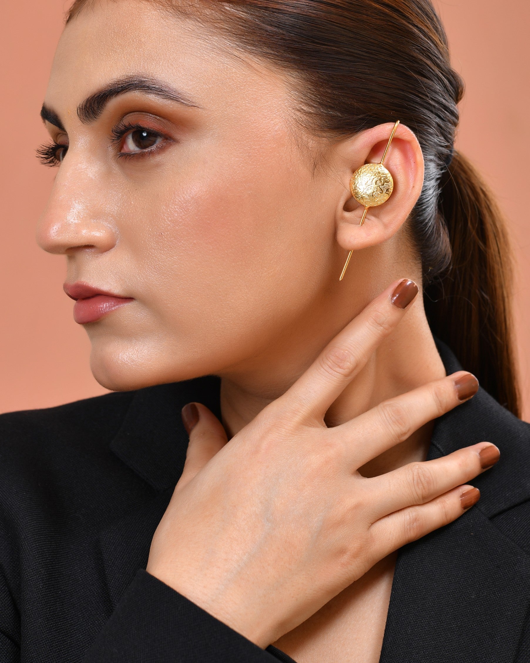 VOJ Gold Plated Circular Ear Cuff Earrings  Grab2Buy VOJ Grab2Buy