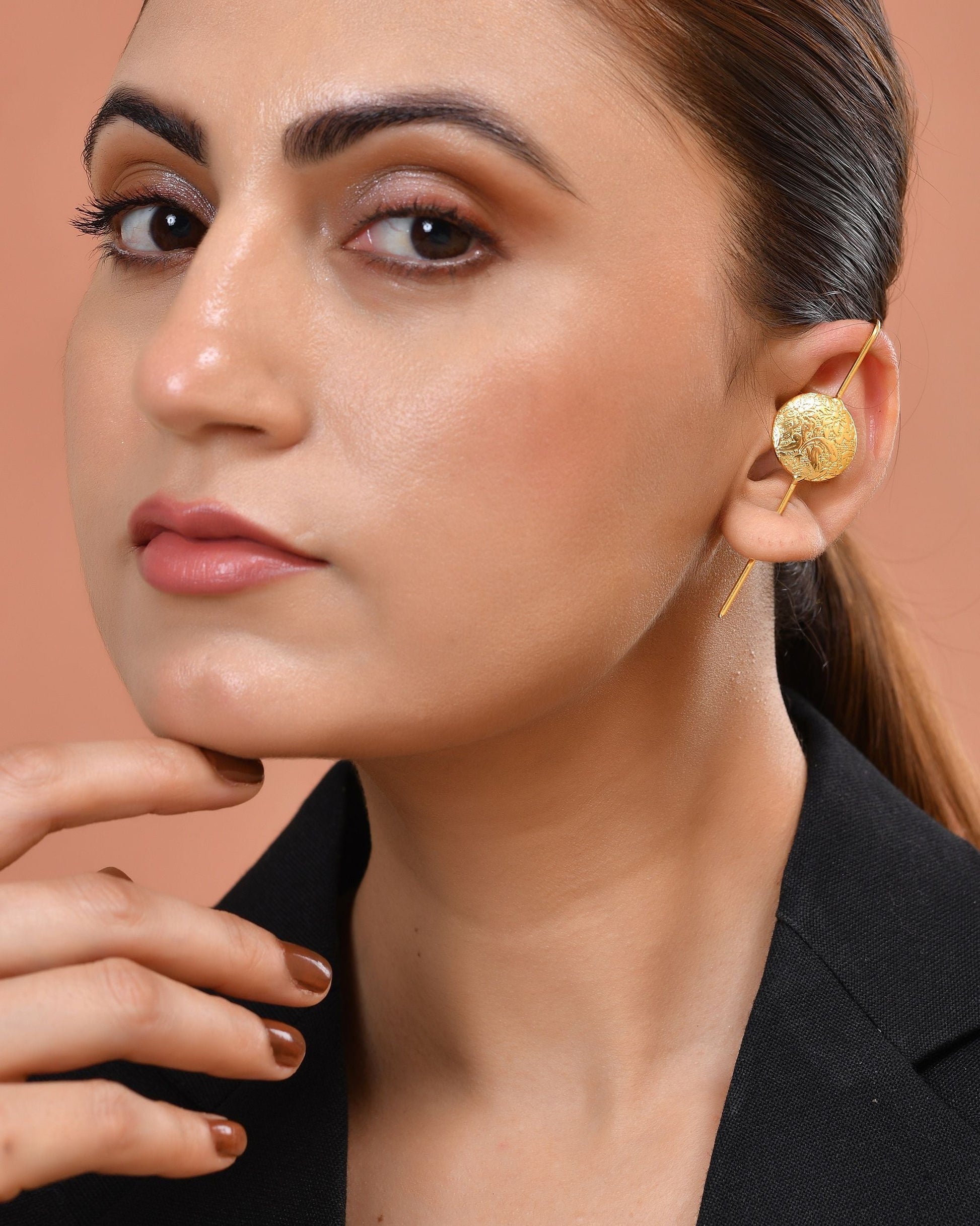 VOJ Gold Plated Circular Ear Cuff Earrings  Grab2Buy VOJ Grab2Buy