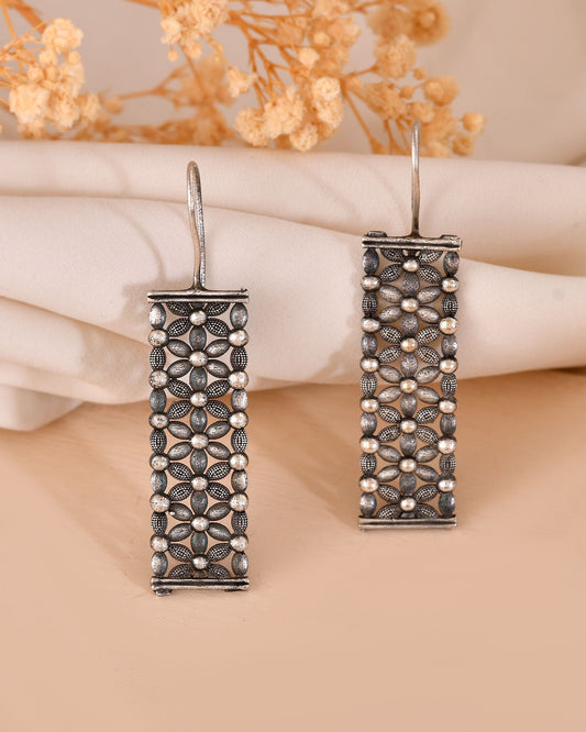 VOJ Silver Plated Beat Studded Designer Drop Earrings  Grab2Buy VOJ Grab2Buy