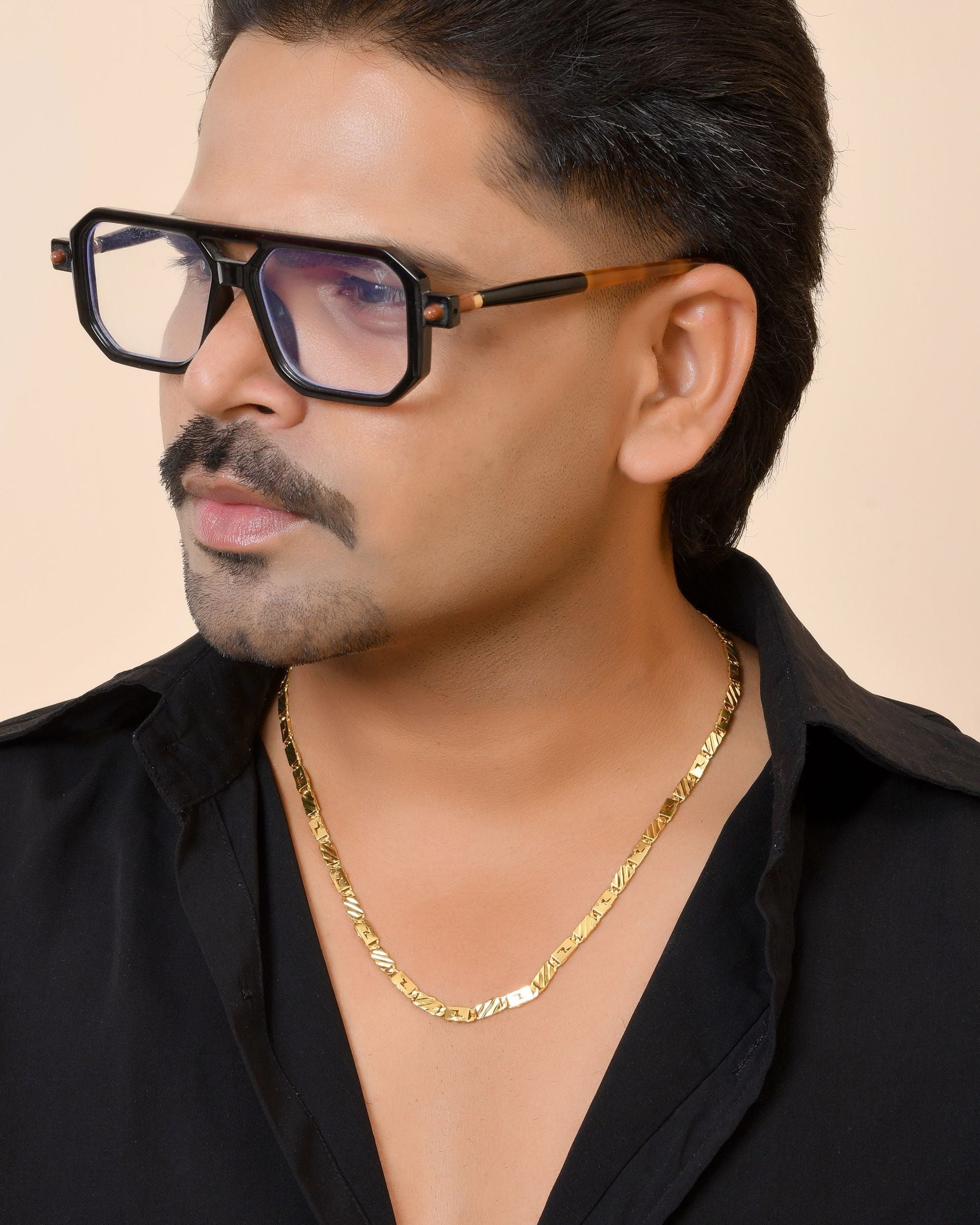 VOJ Gold Plated Thunder Light Shaped Biscuit Chain For Men  Grab2Buy VOJ Grab2Buy